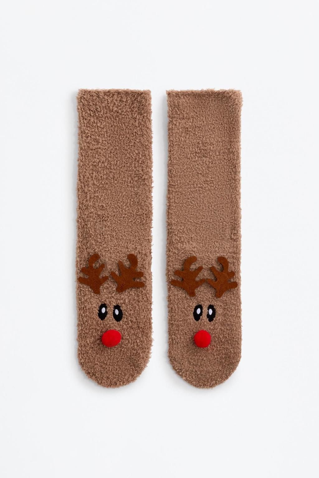Women's | Fuzzy reindeer socks