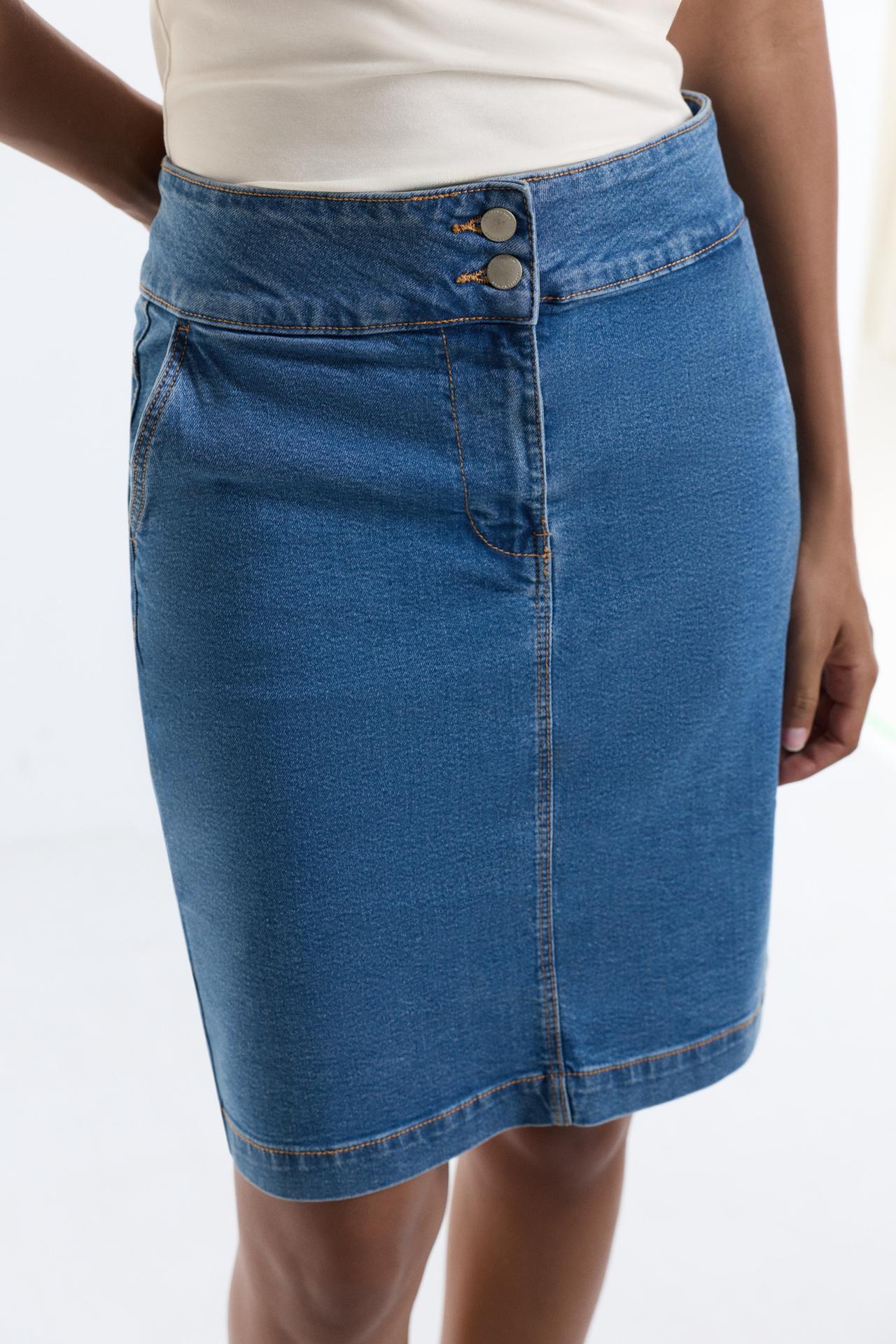 Denim pencil skirt — INDIGO