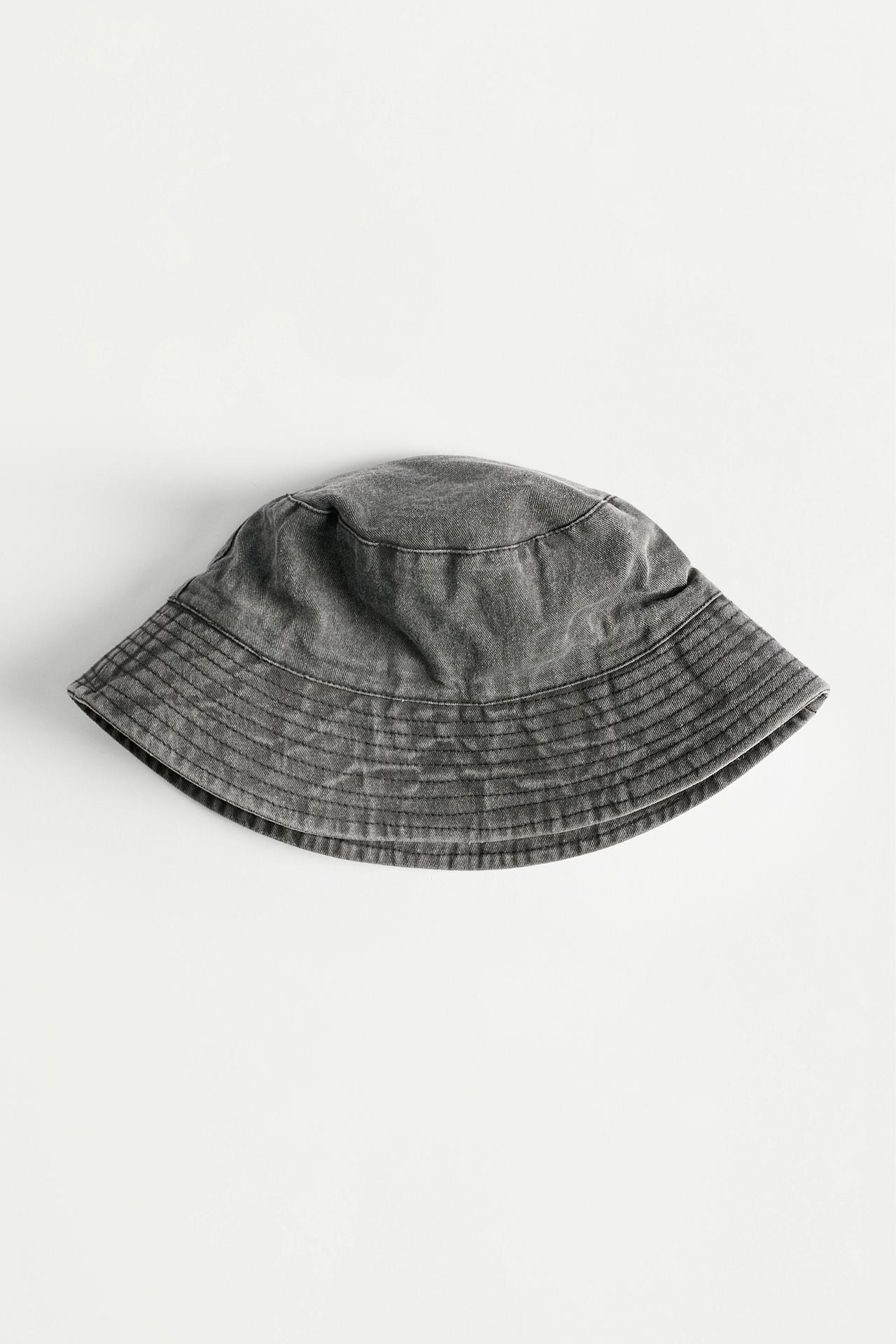 Faded-effect bucket hat — BLACK