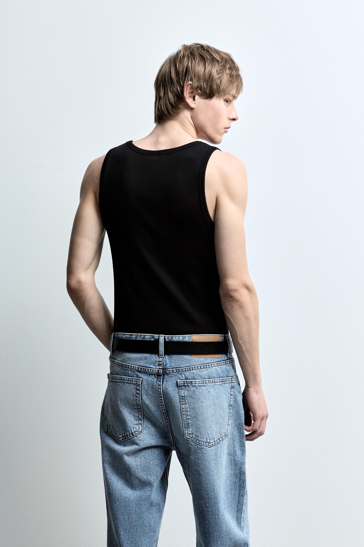 Ribbed vest top — BLACK