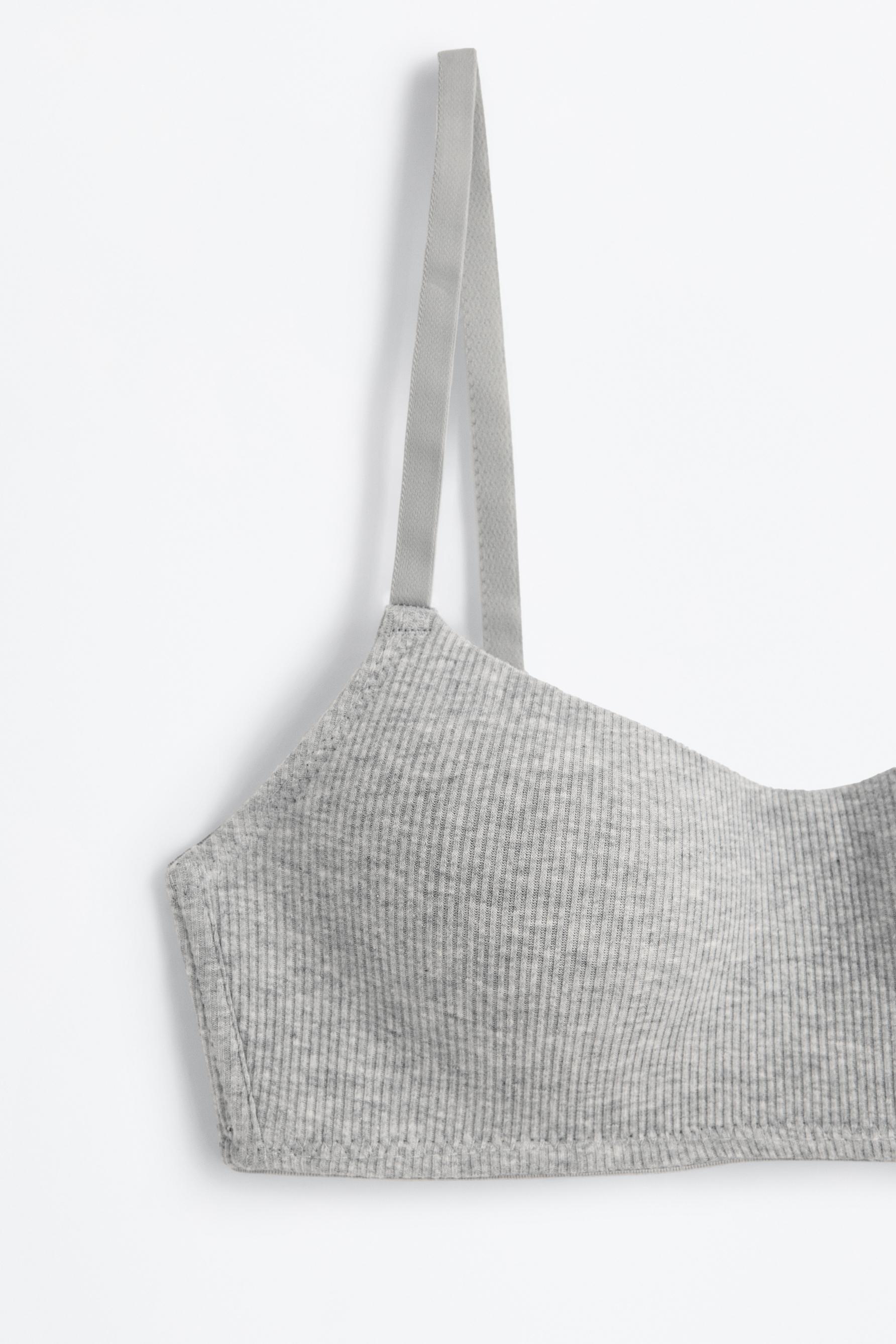 Ribbed pre-shaped bra — GREY