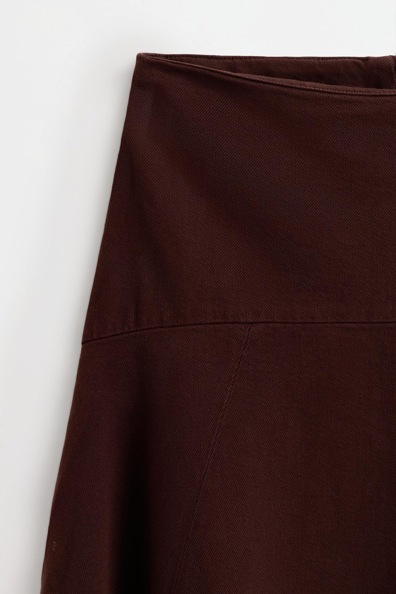 A-line midi denim skirt — BROWN MARL