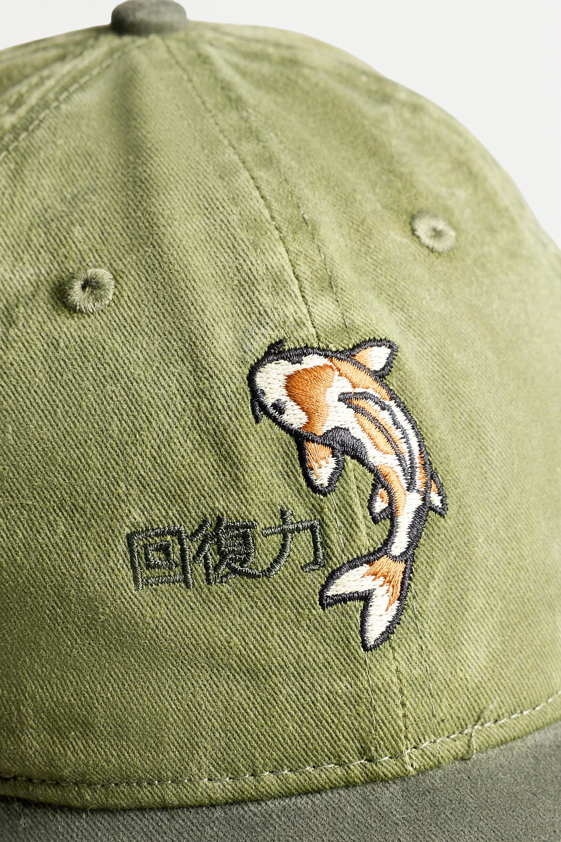 Fish embroidery cap — GREEN TONES