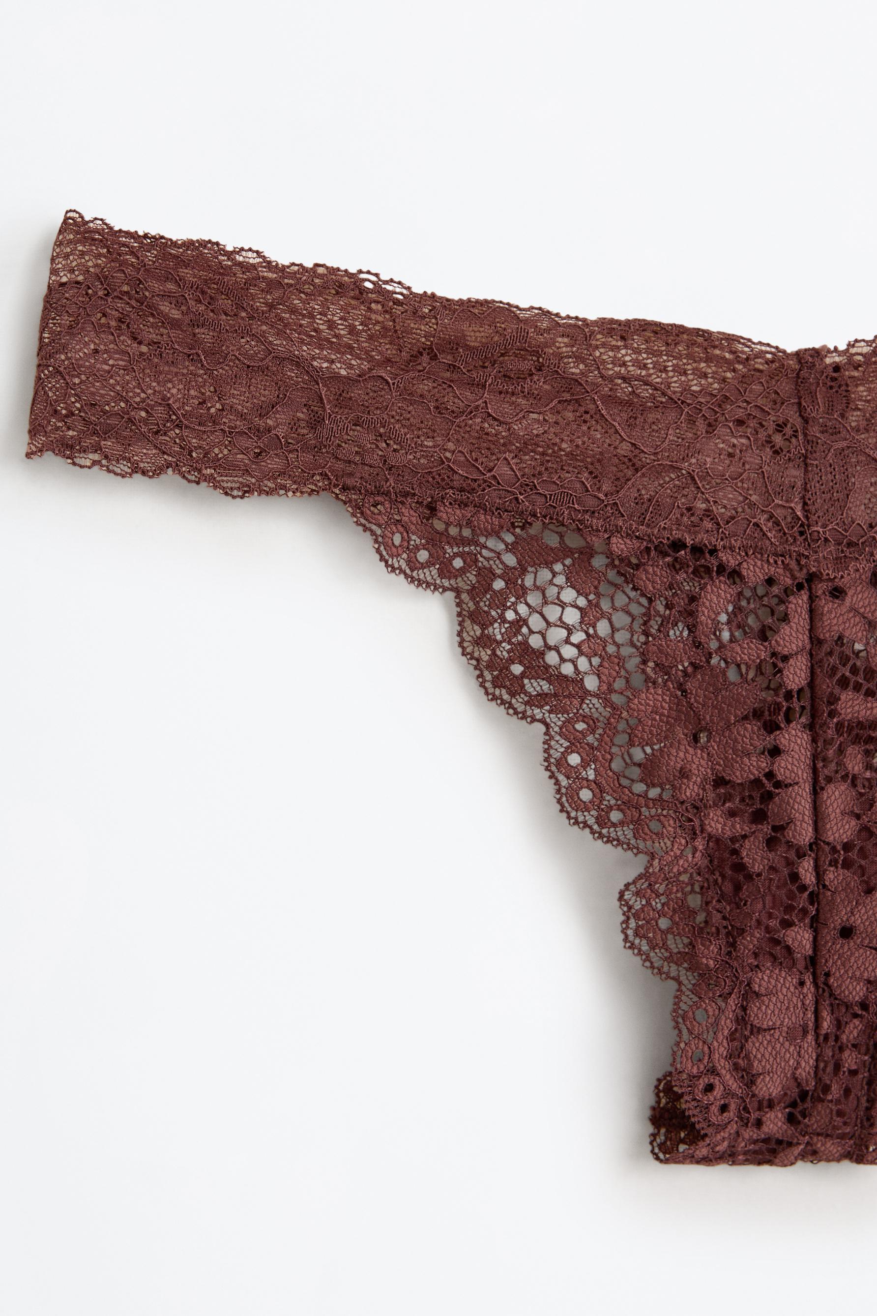 Lace thong — CHOCOLATE