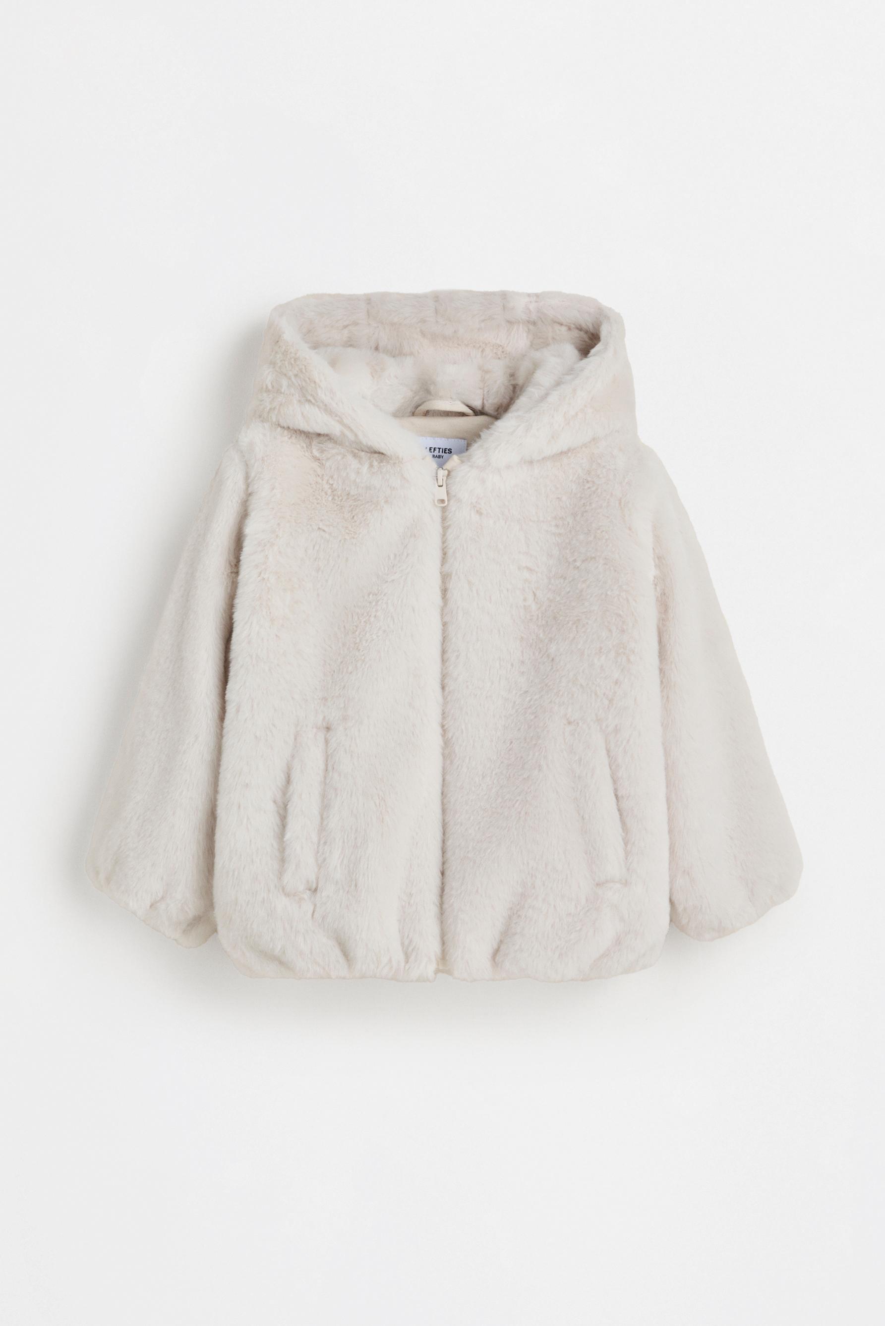 Animal print faux fur coat — ECRU