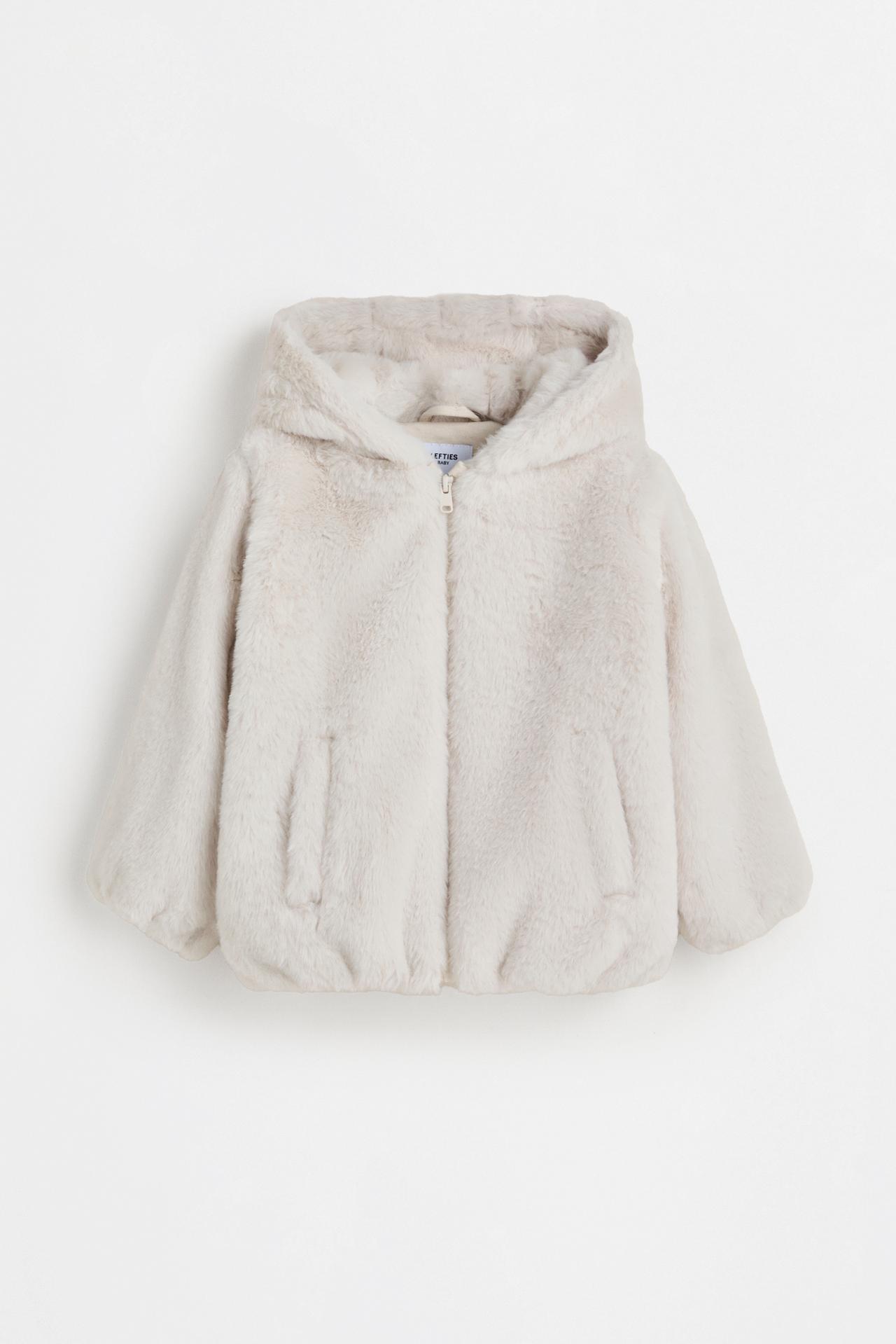 Animal print faux fur coat — ECRU