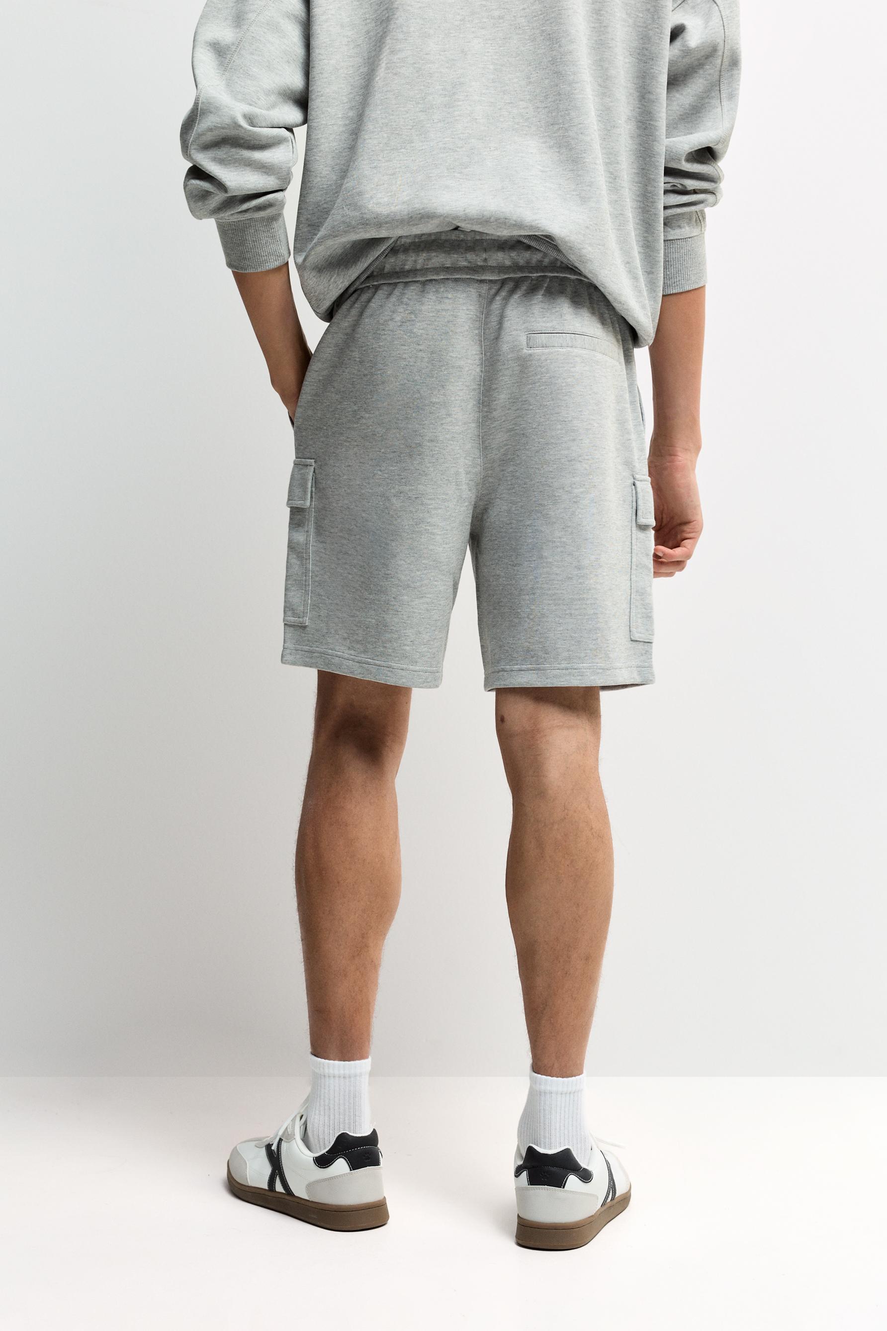 Interlock cargo Bermuda shorts — GREY MARL