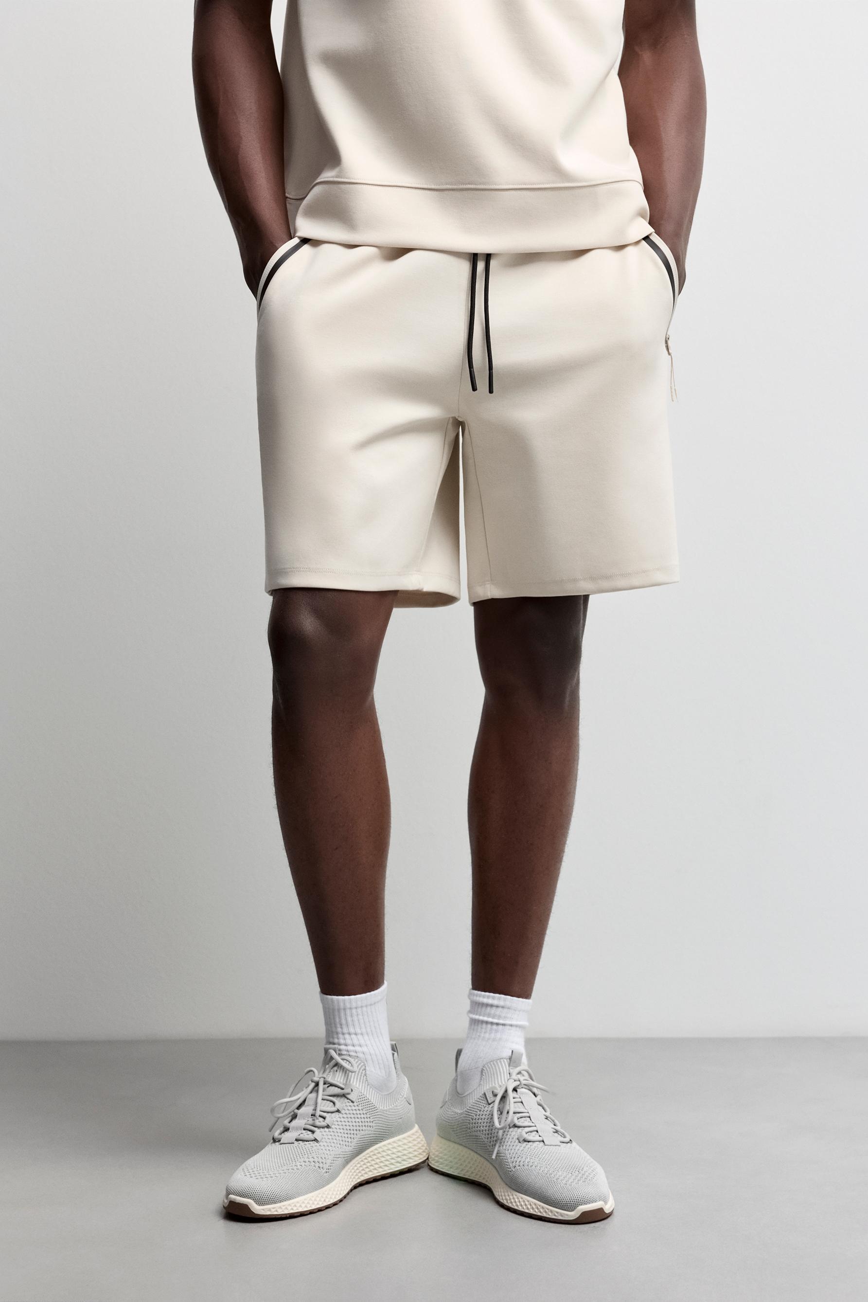 Basic interlock Bermuda shorts — PALE SAND