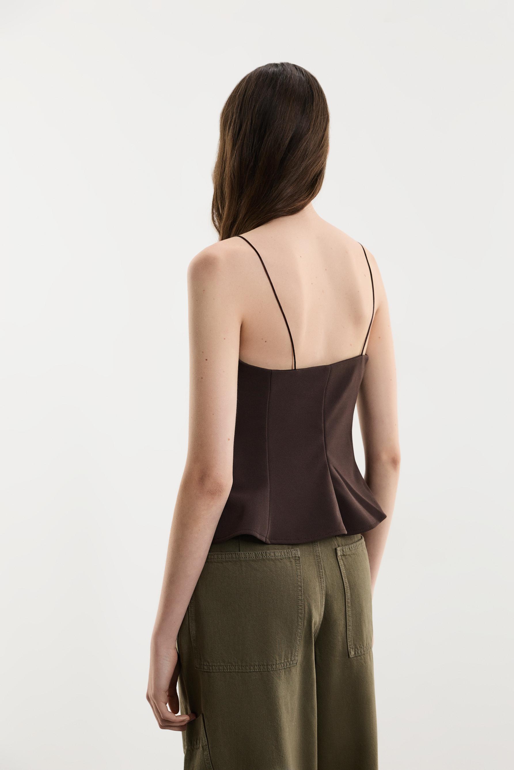 Thin strap bustier top — CHOCOLATE