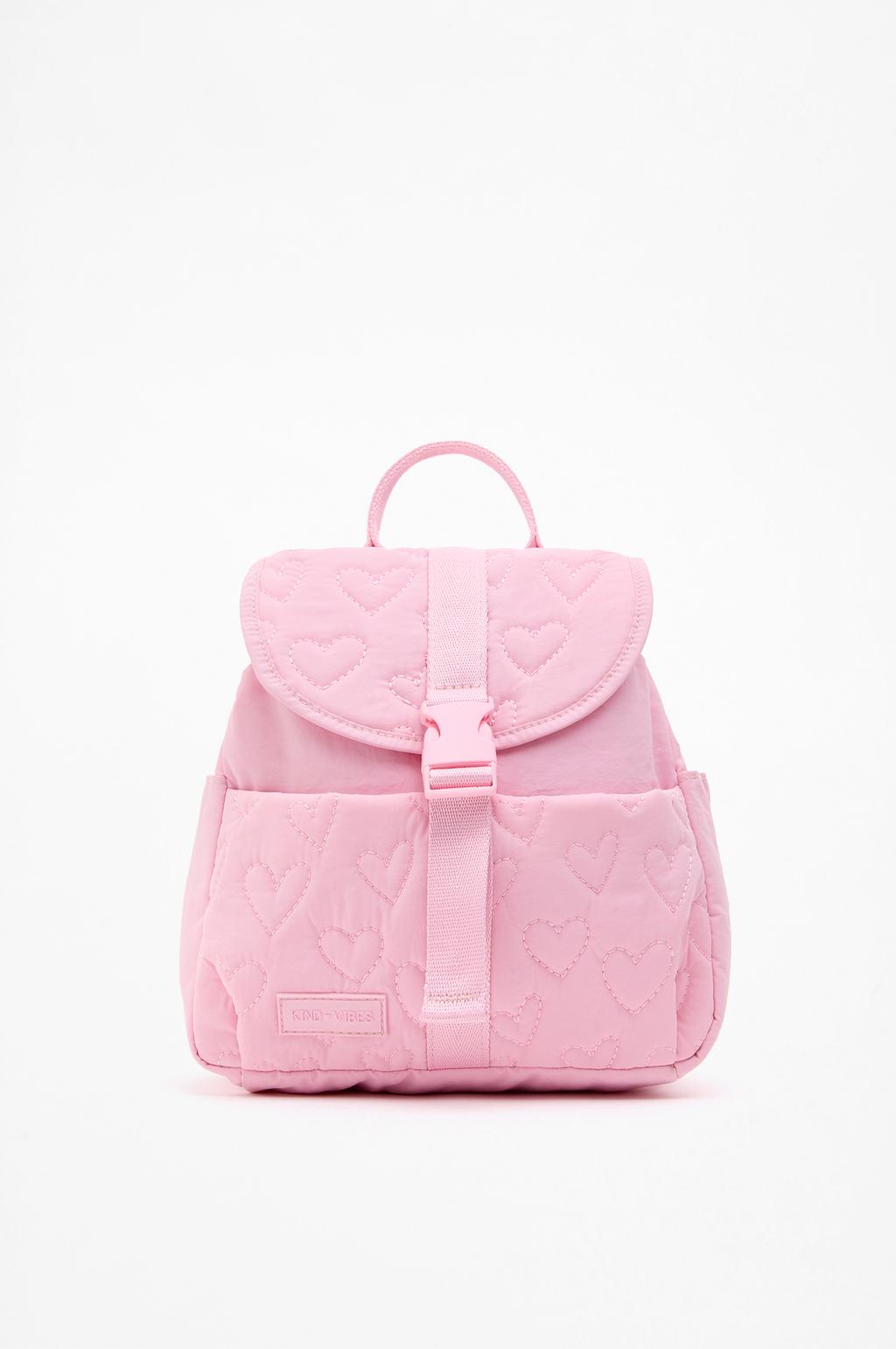 Quilted heart nylon backpack