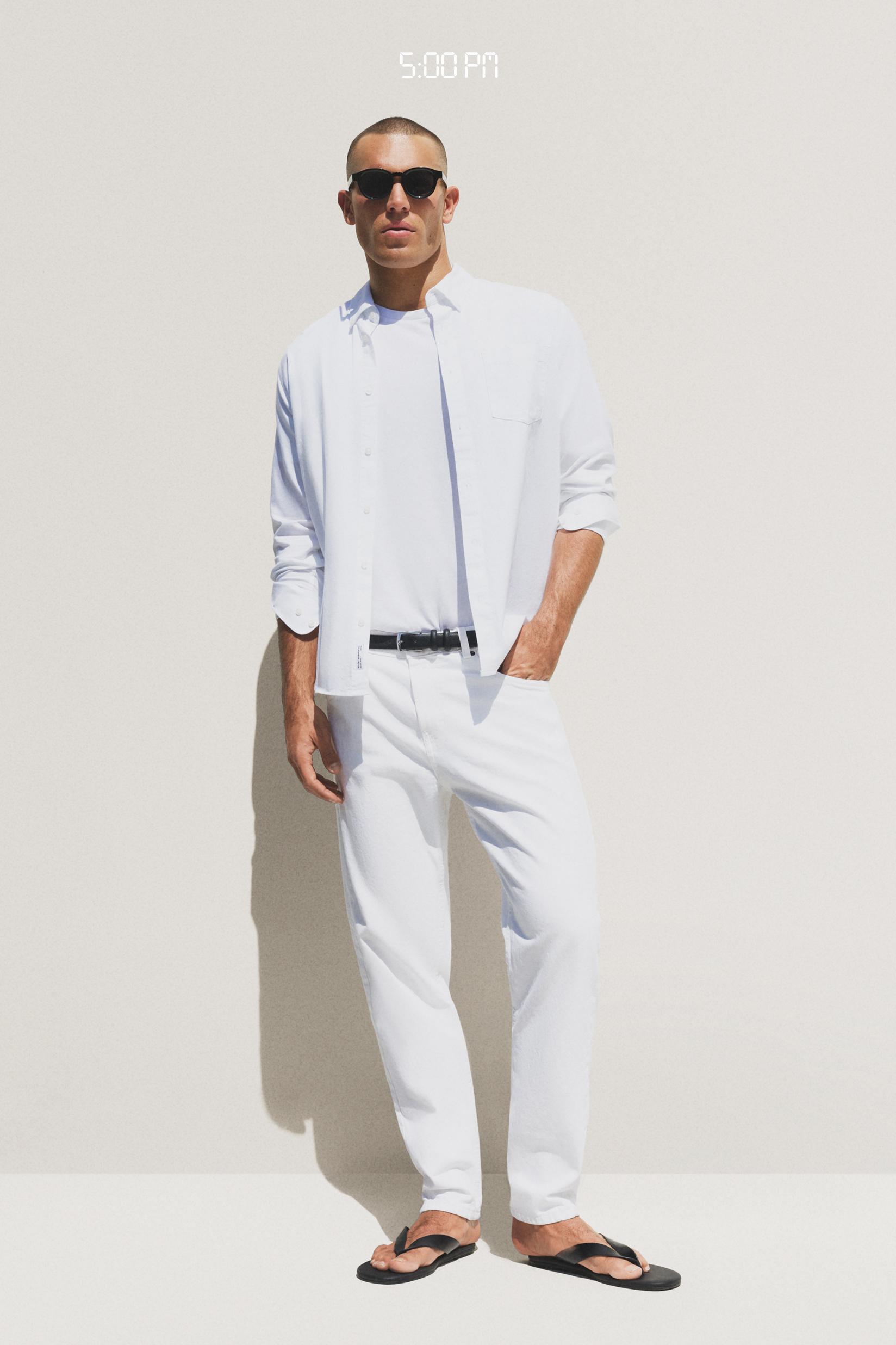 100% linen shirt — WHITE