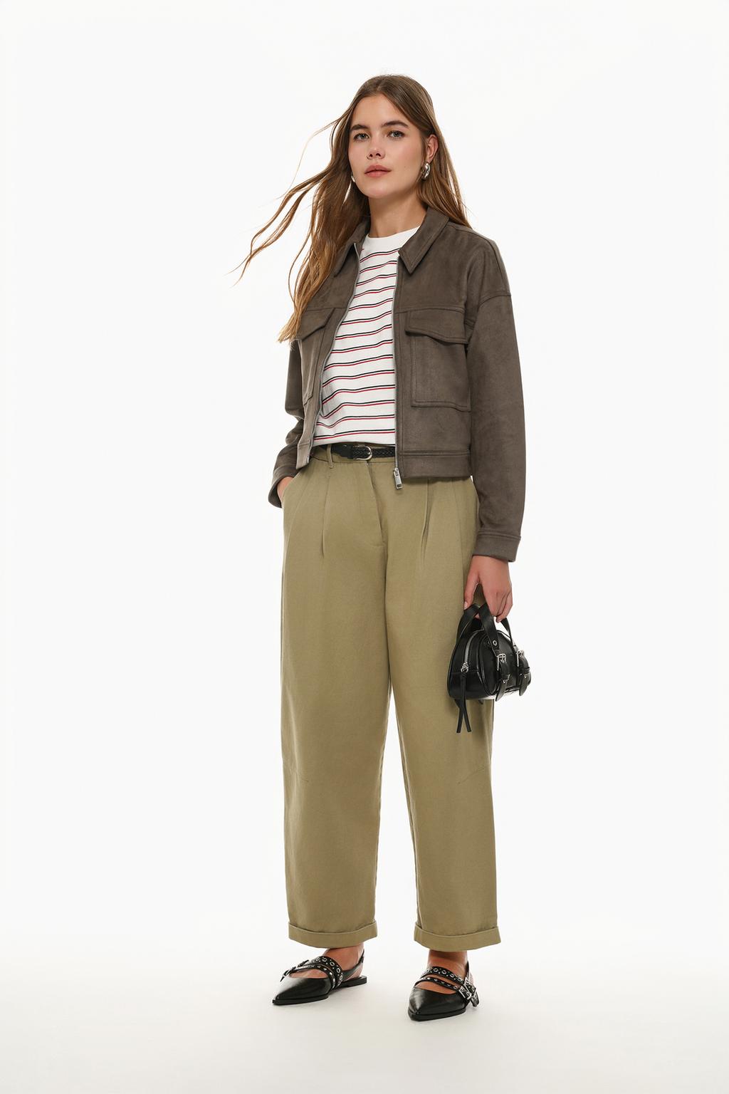 Belted wide-leg trousers