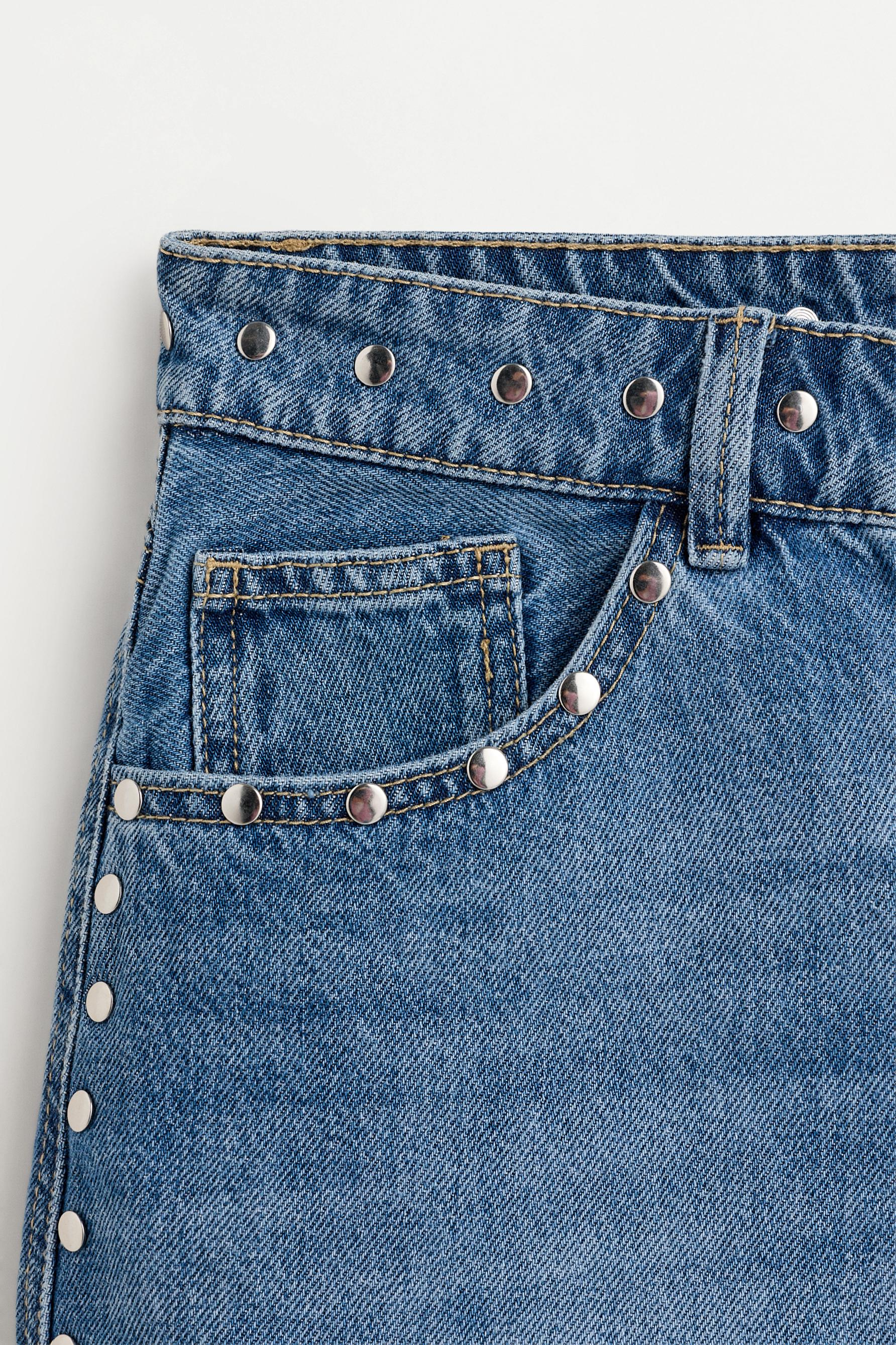 Denim shorts with studs — PALE INDIGO
