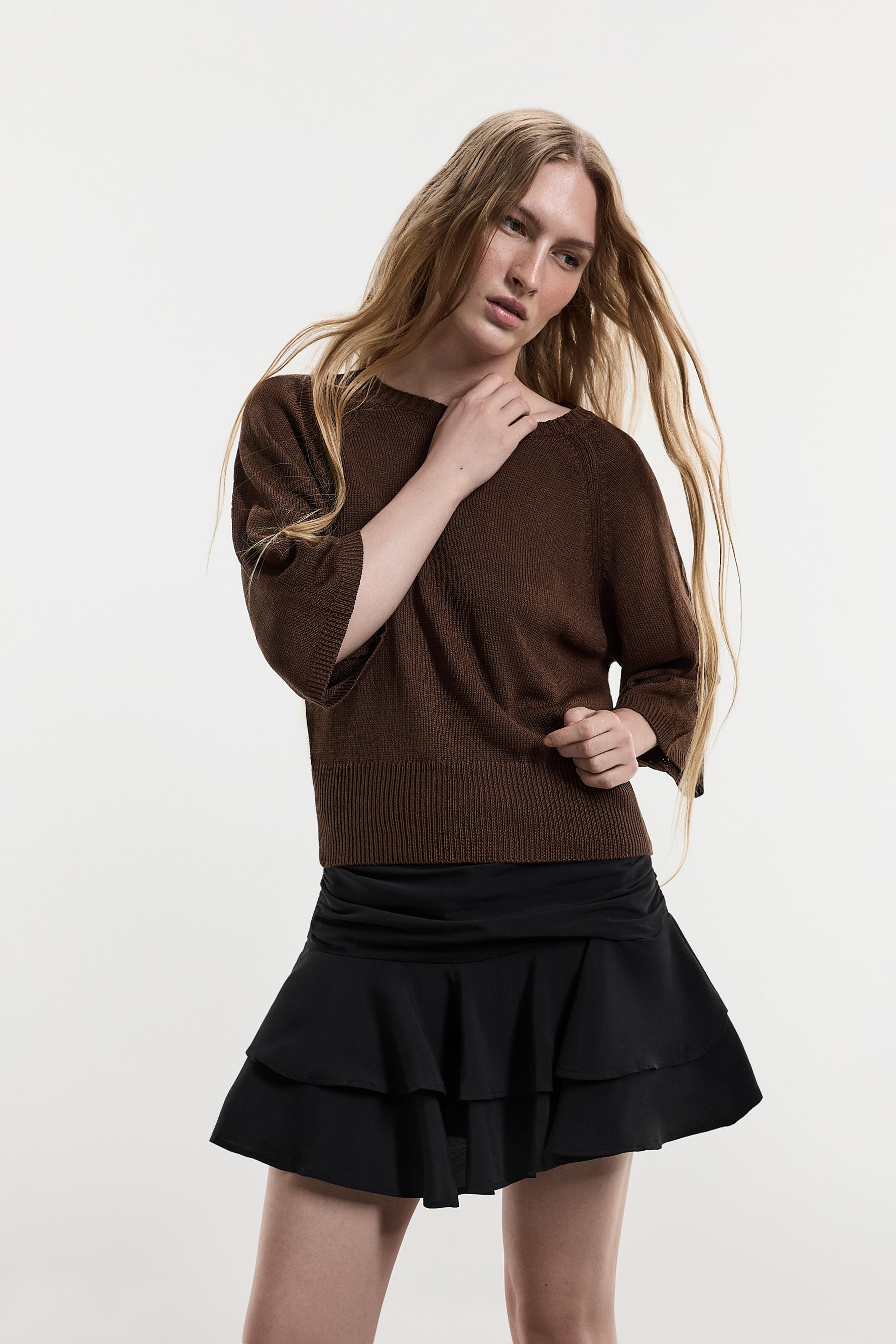 Raglan sleeve sweater — CHOCOLATE