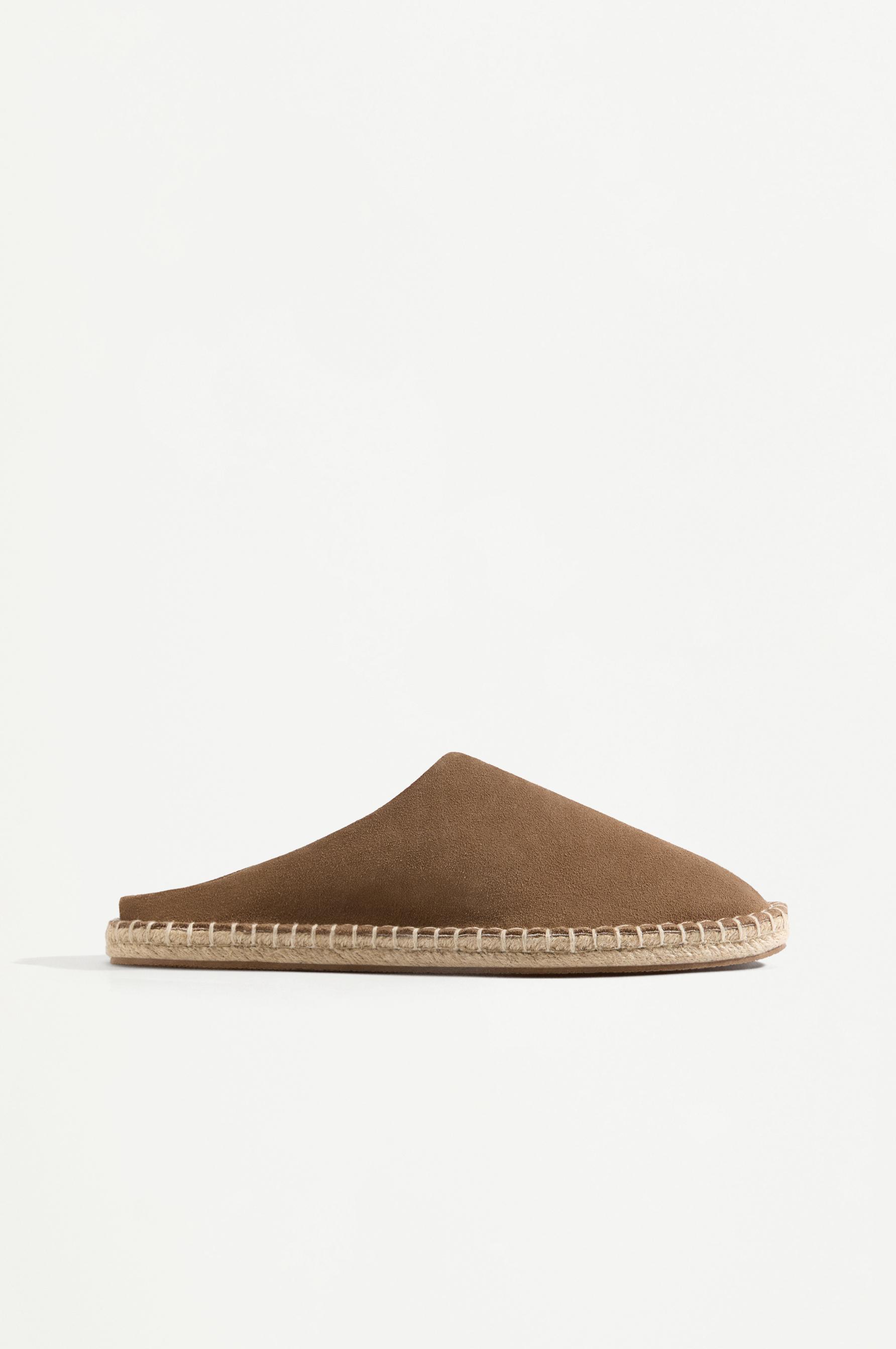 Jute-effect leather clogs — BROWN