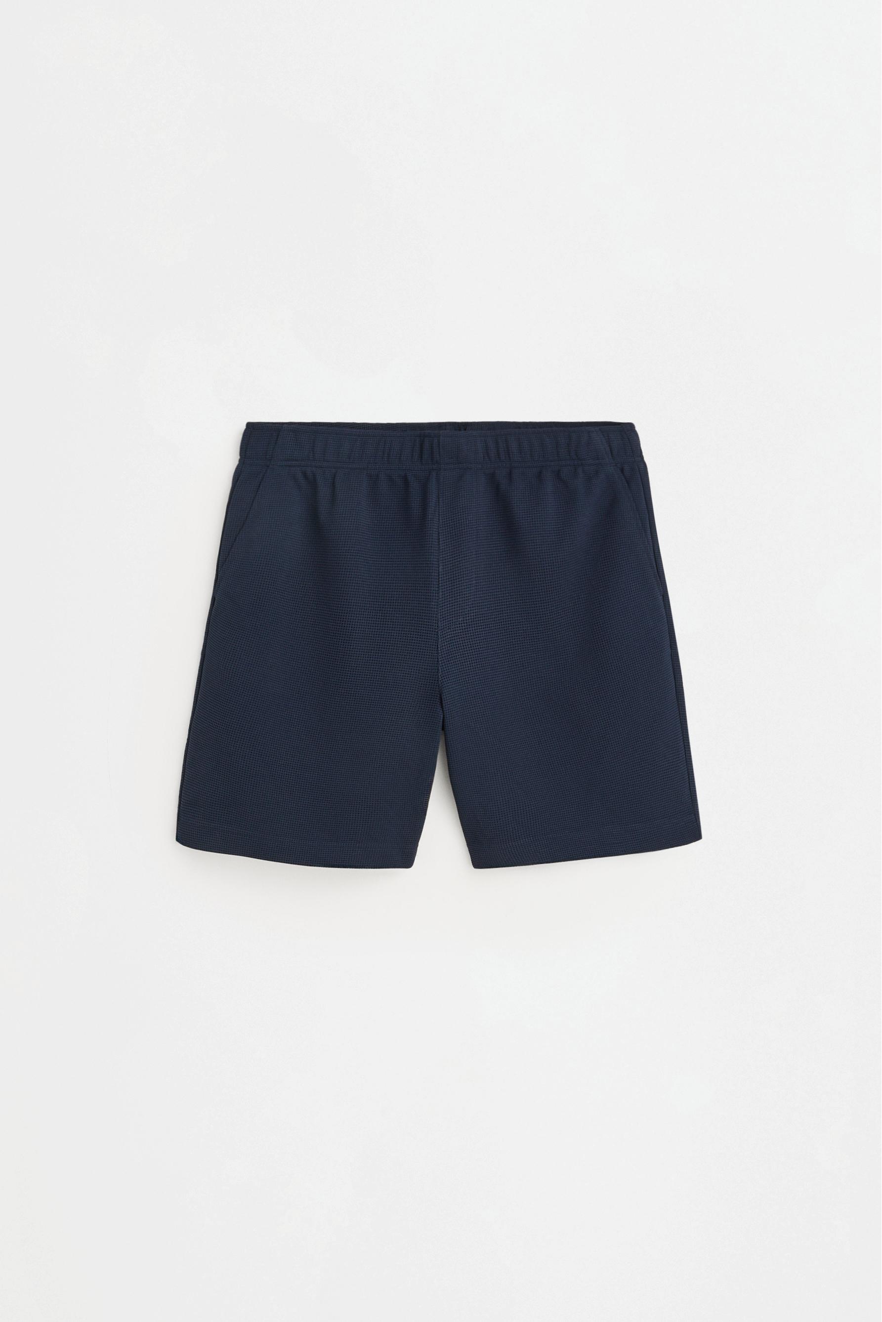 Textured tracksuit Bermuda shorts — DARK NAVY