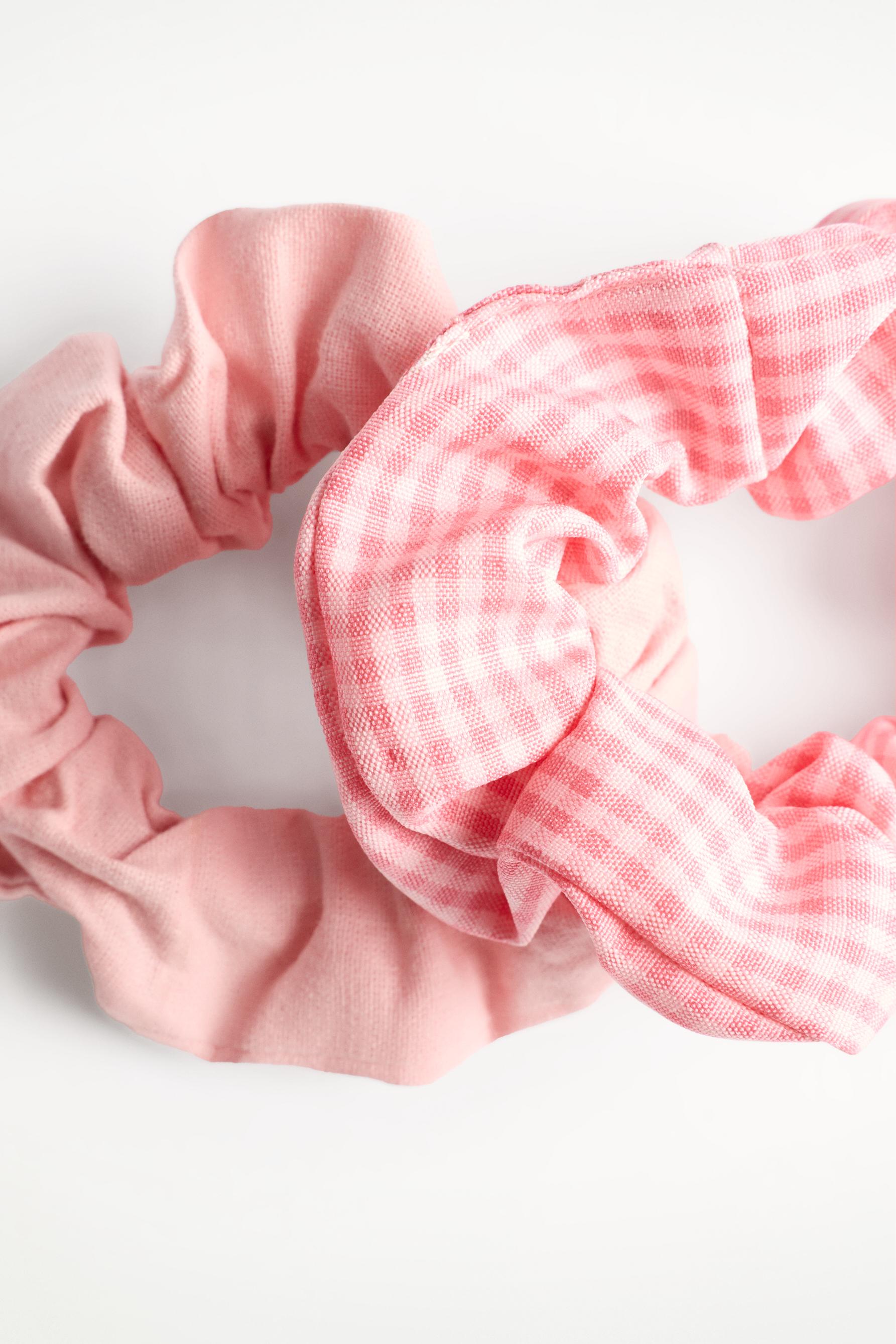 Gingham headband and scrunchies (3-piece set) — PINK