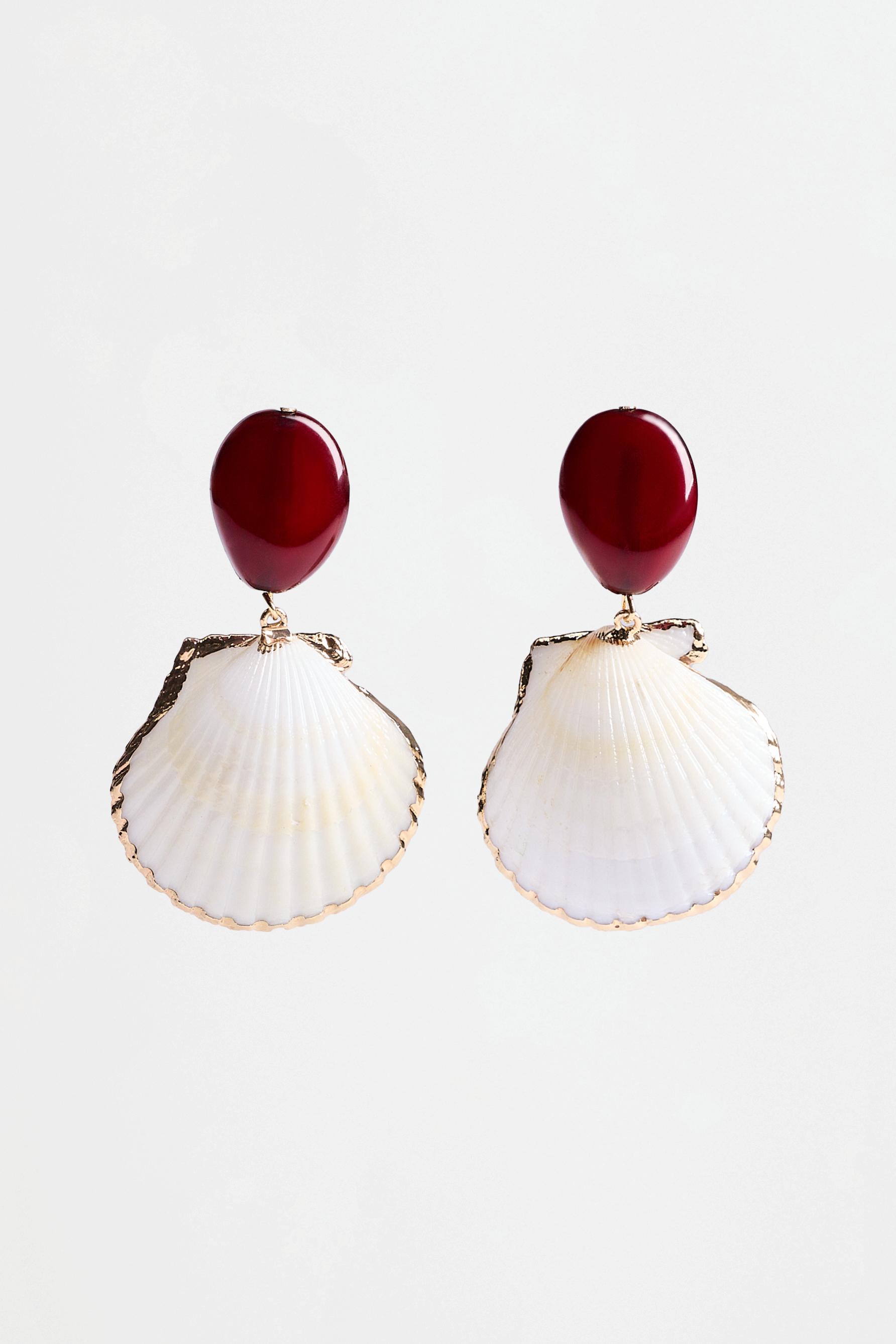 Seashell earrings — BURGUNDY