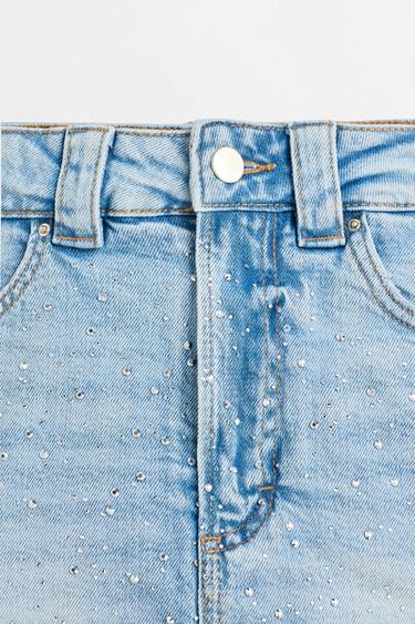 Rhinestone denim skort — FADED NAVY 7