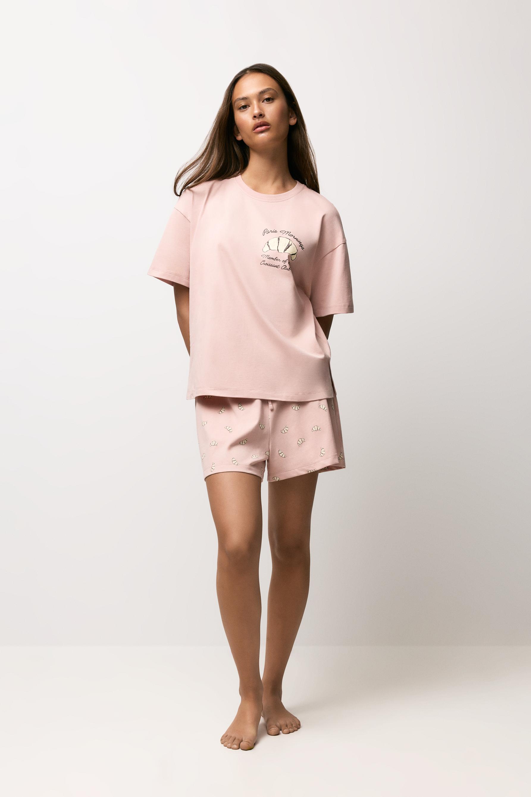 Printed short pyjamas — PASTEL PINK