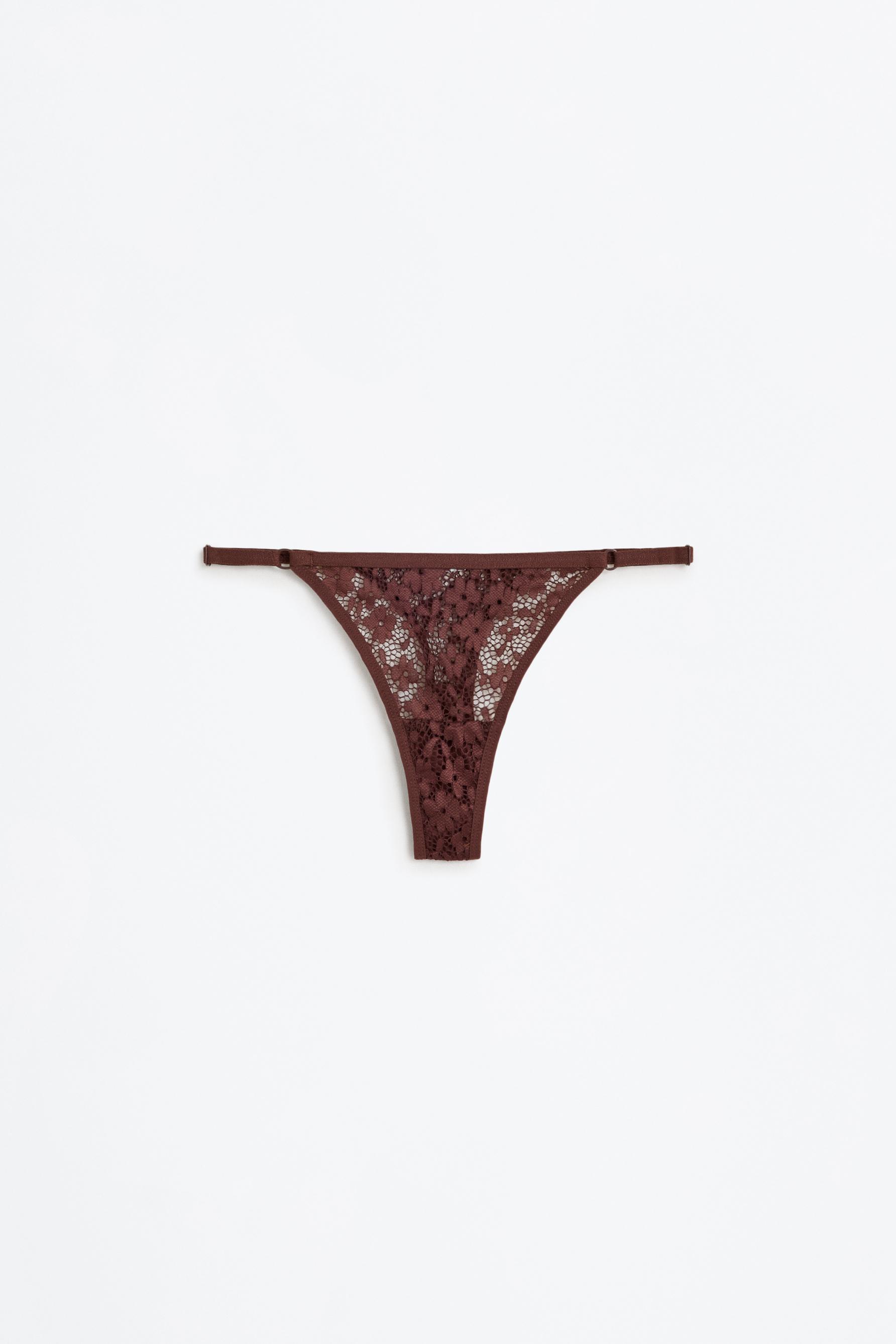 Lace thong — CHOCOLATE