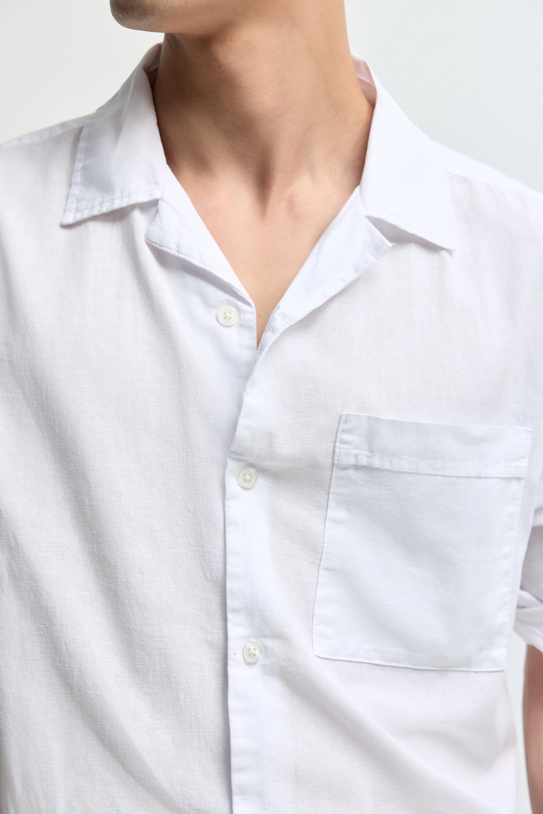 Linen-cotton resort shirt — WHITE