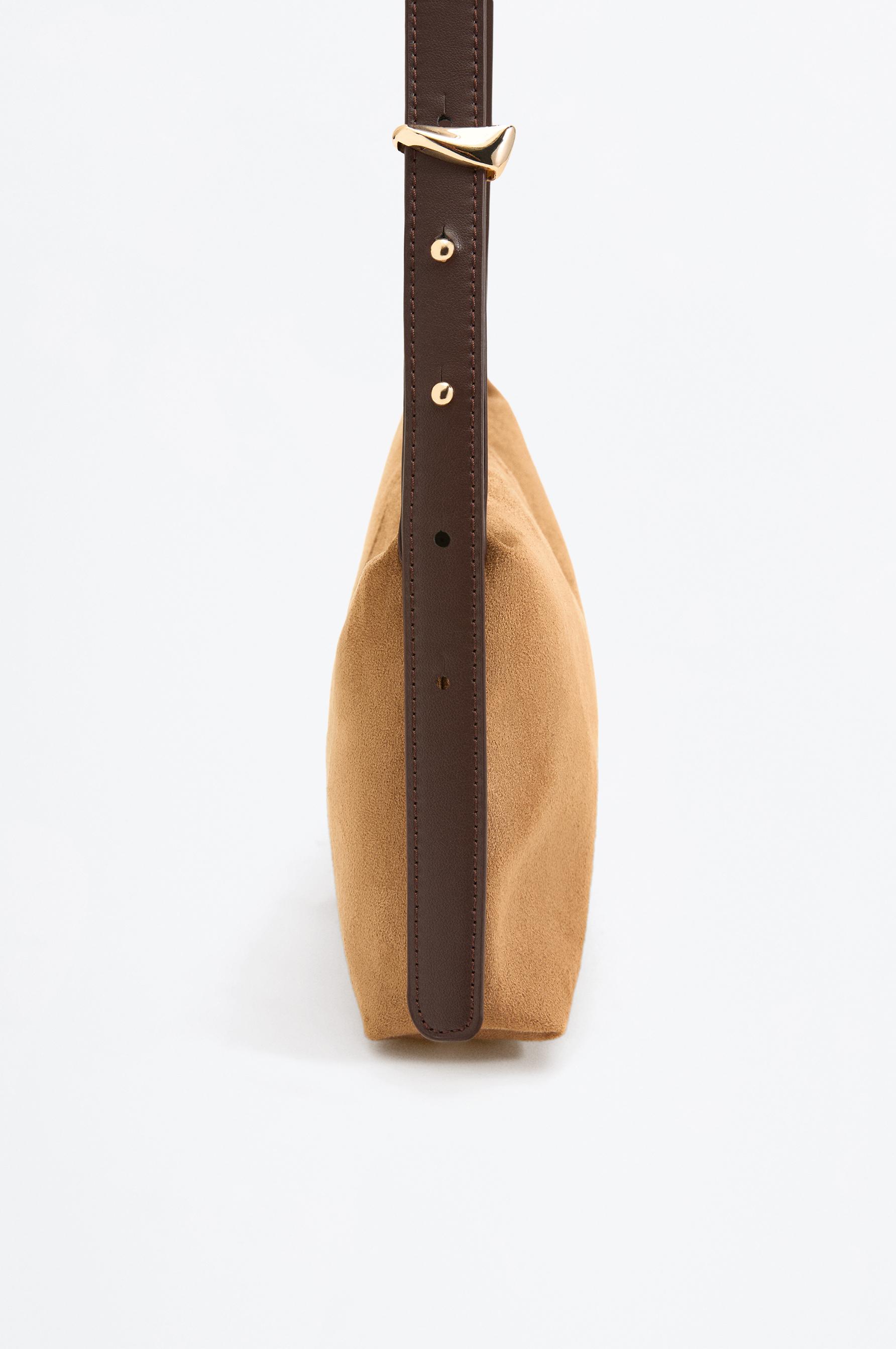 Multi-Position Suede Effect Bag — CAMEL