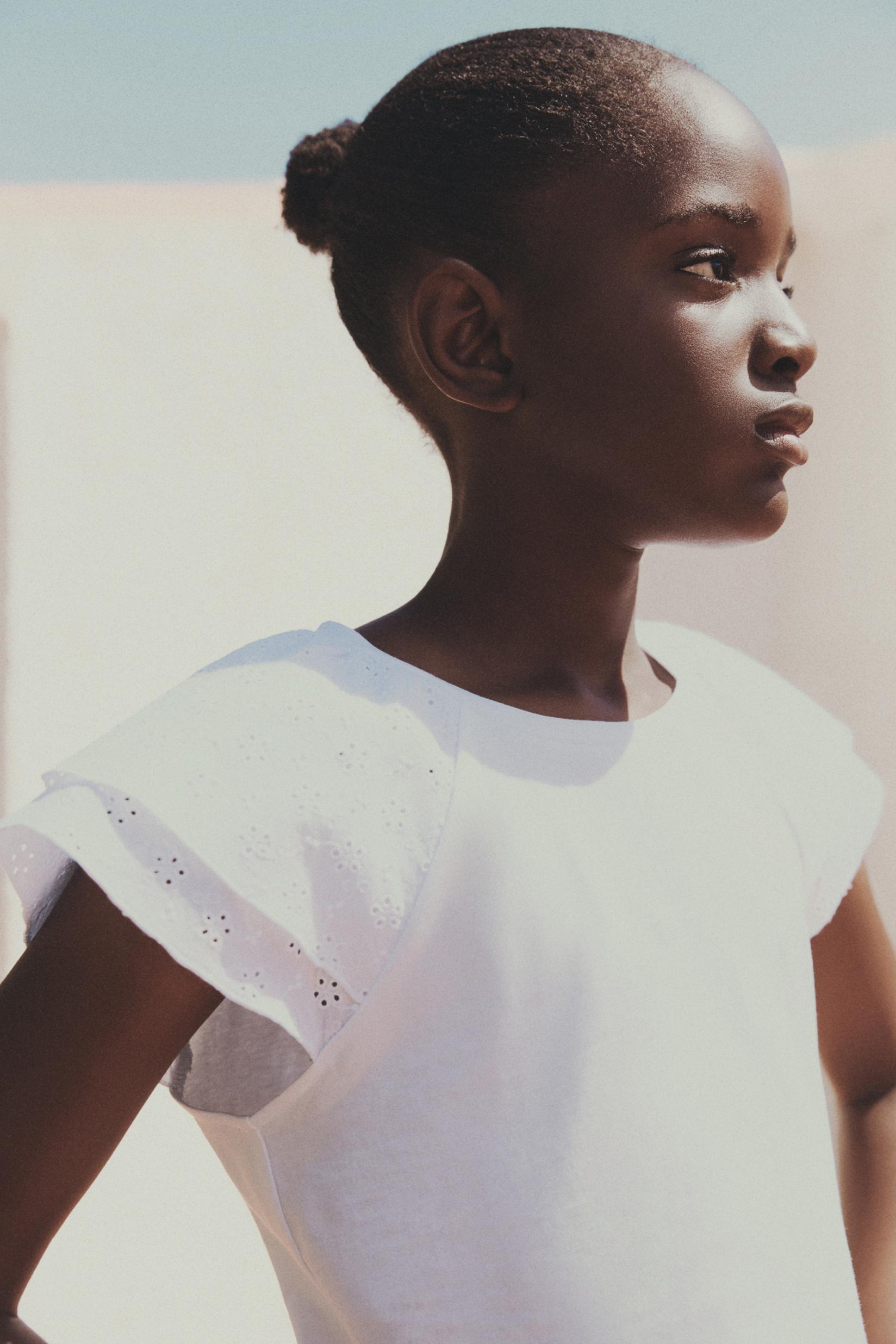 Swiss embroidery t-shirt — OFF WHITE