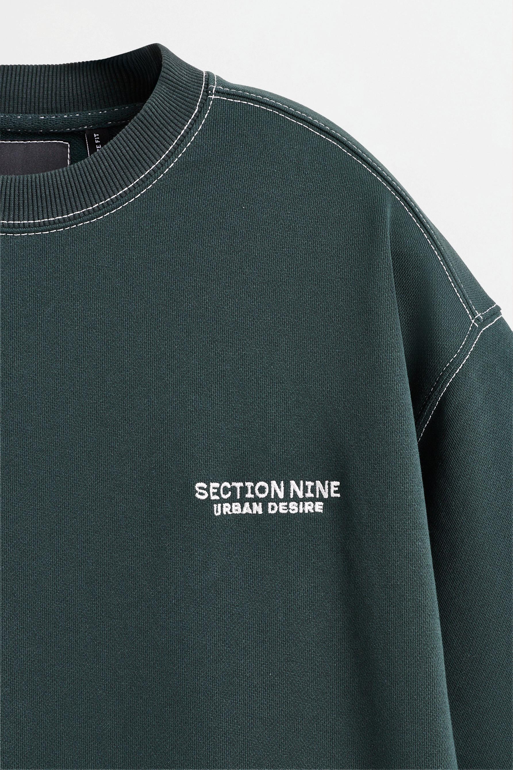 Short sleeve sweatshirt with seams — DARK GREEN