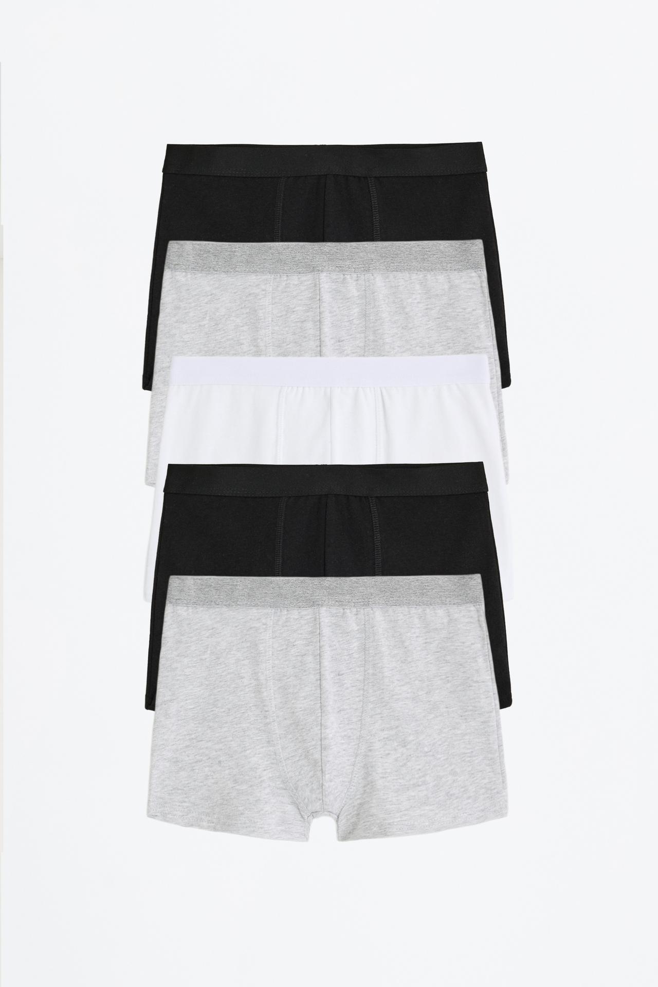 Pack of 5 basic boxer shorts — WHITE/GREY