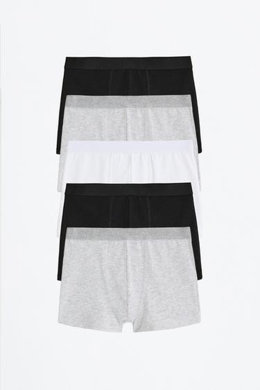 Pack of 5 basic boxer shorts — WHITE/GREY 1