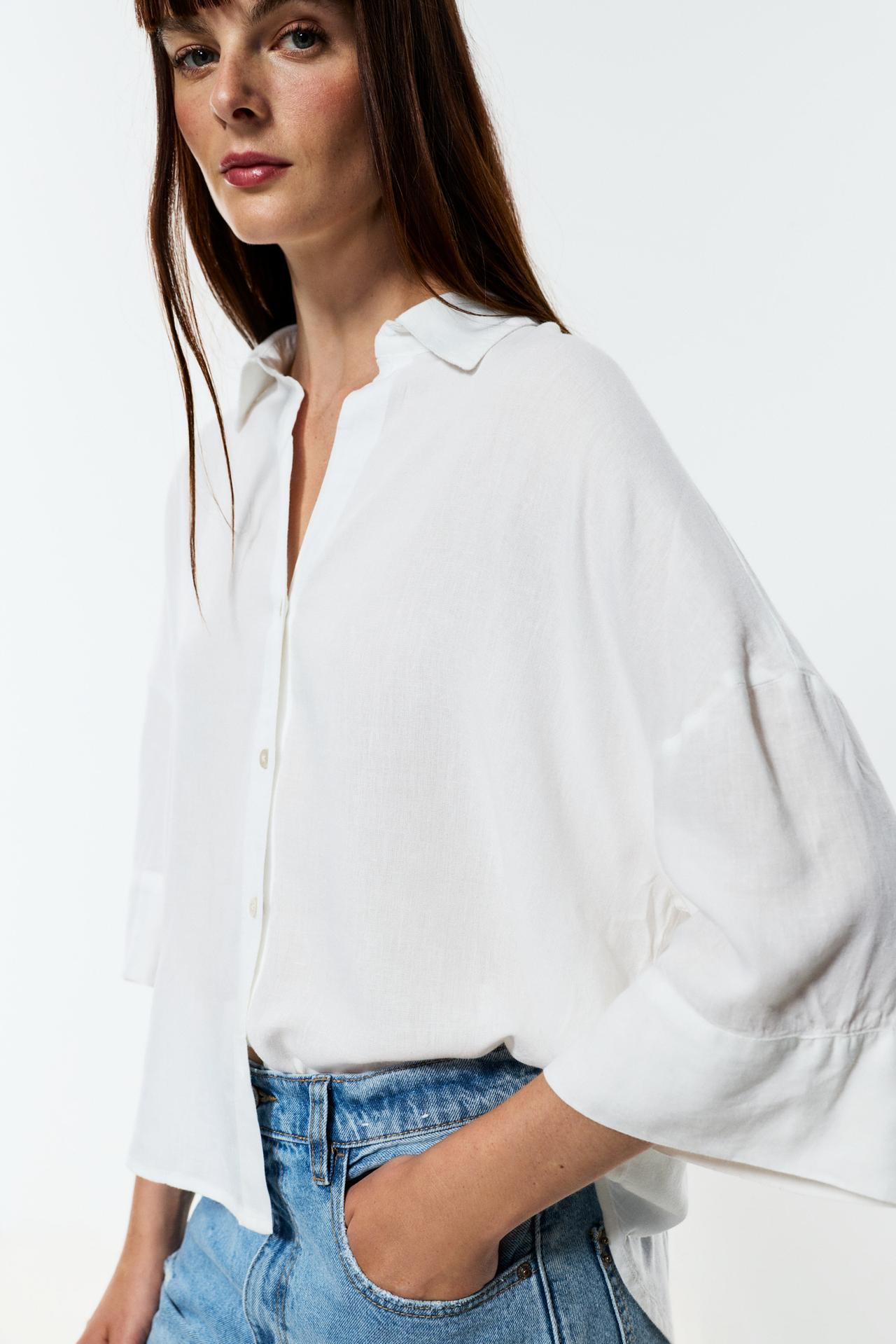 Wide sleeve shirt — WHITE