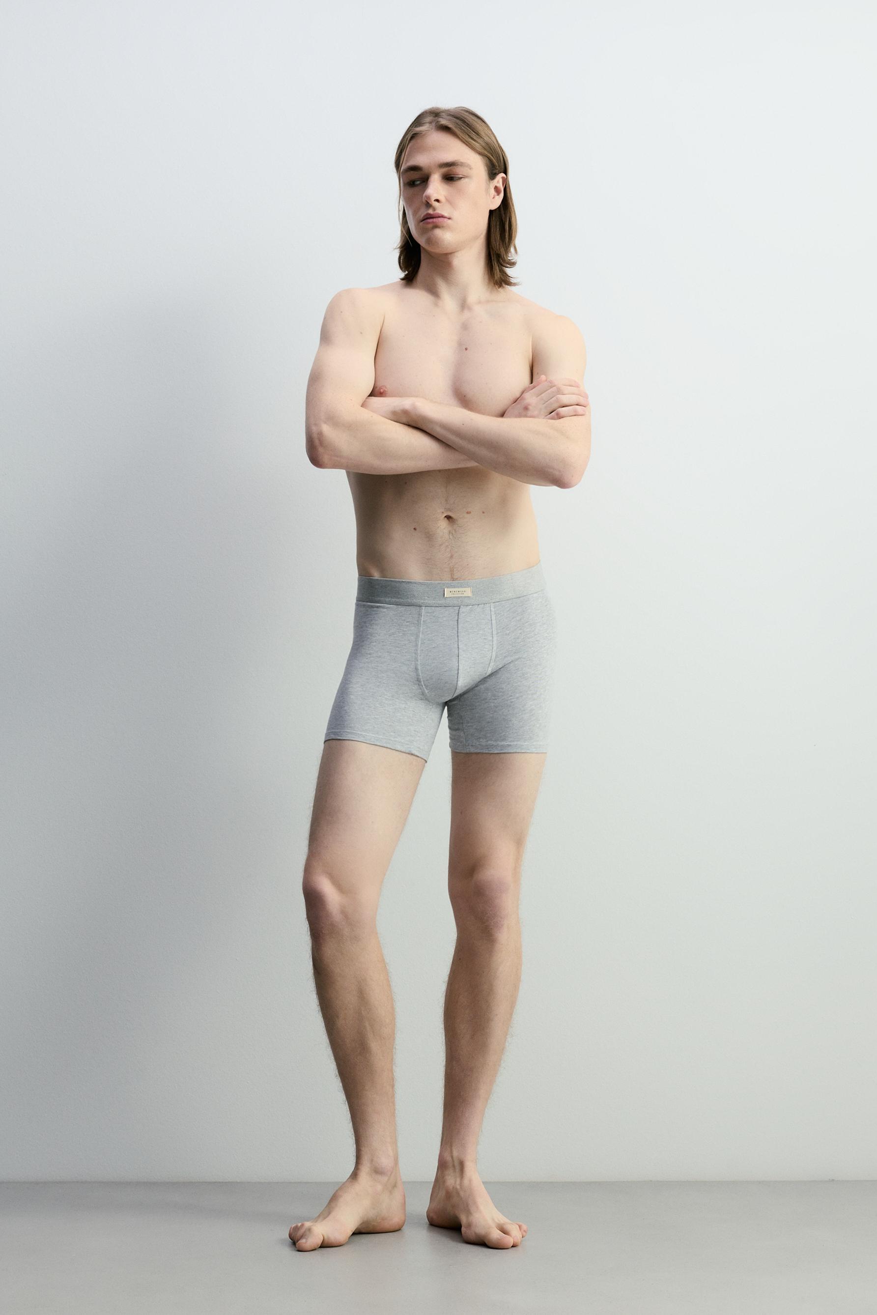 3-pack of long basic boxers — GREY MARL