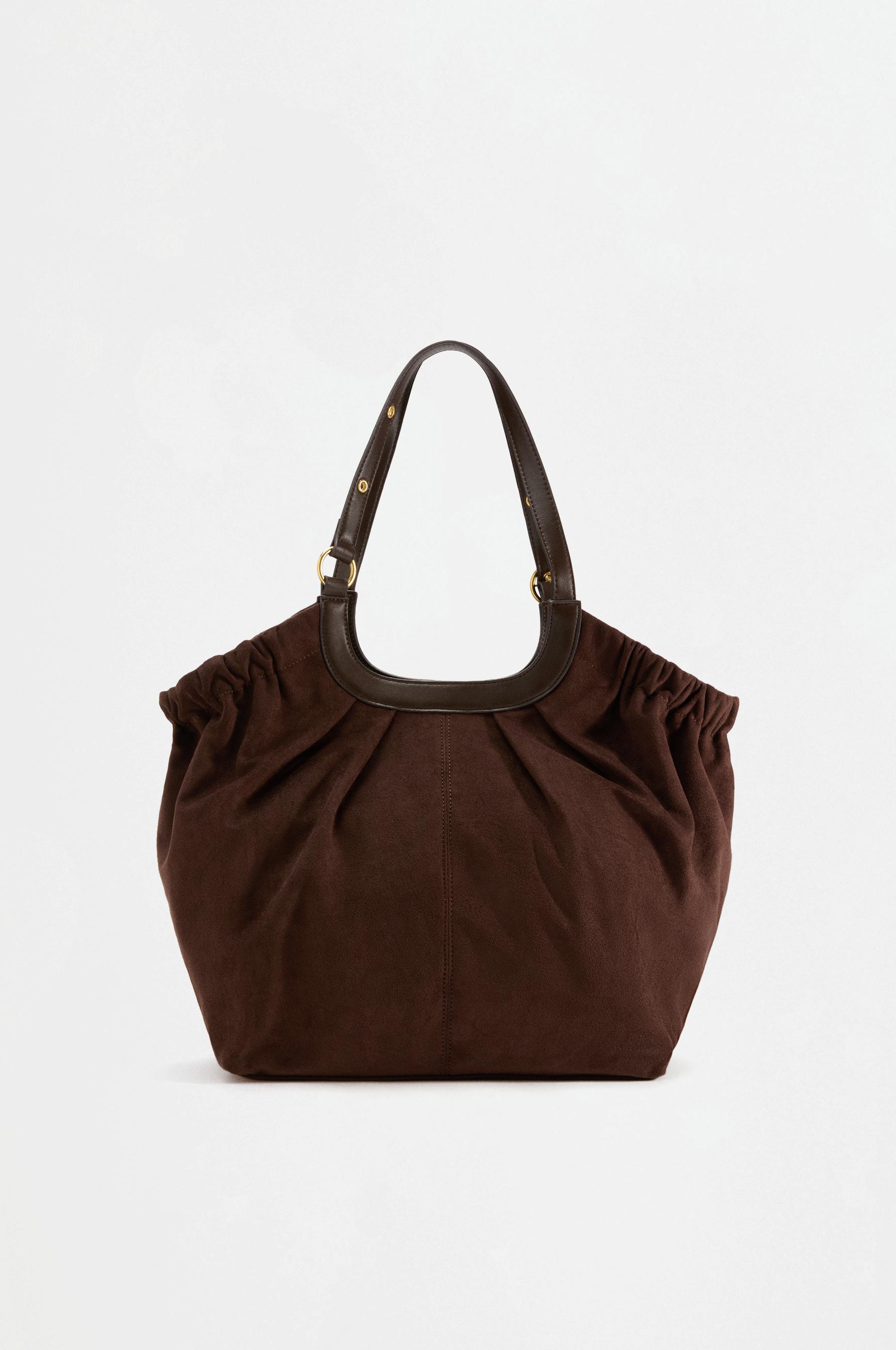 Faux suede shopper bag — BROWN