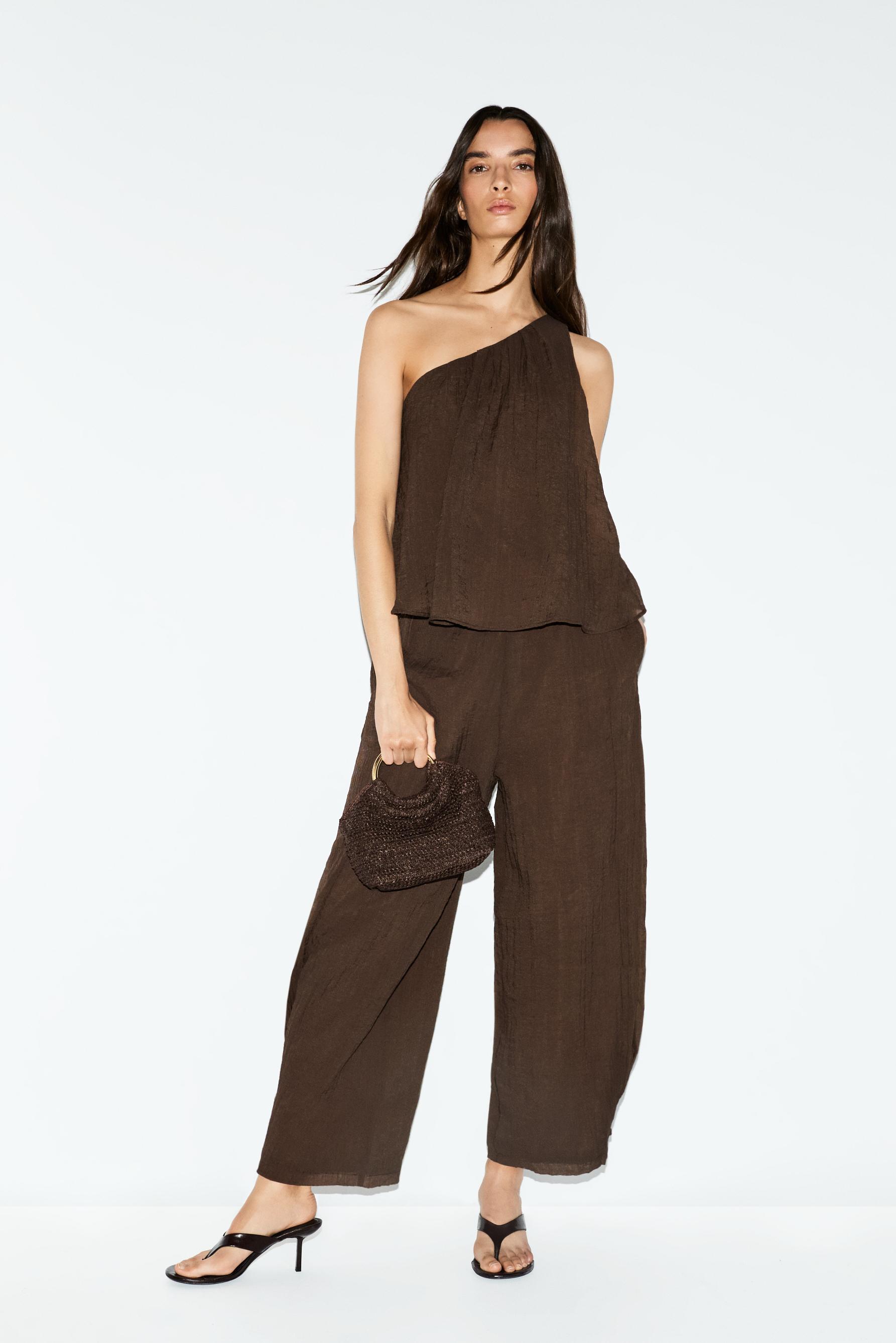 Textured sarouel trousers — BROWN