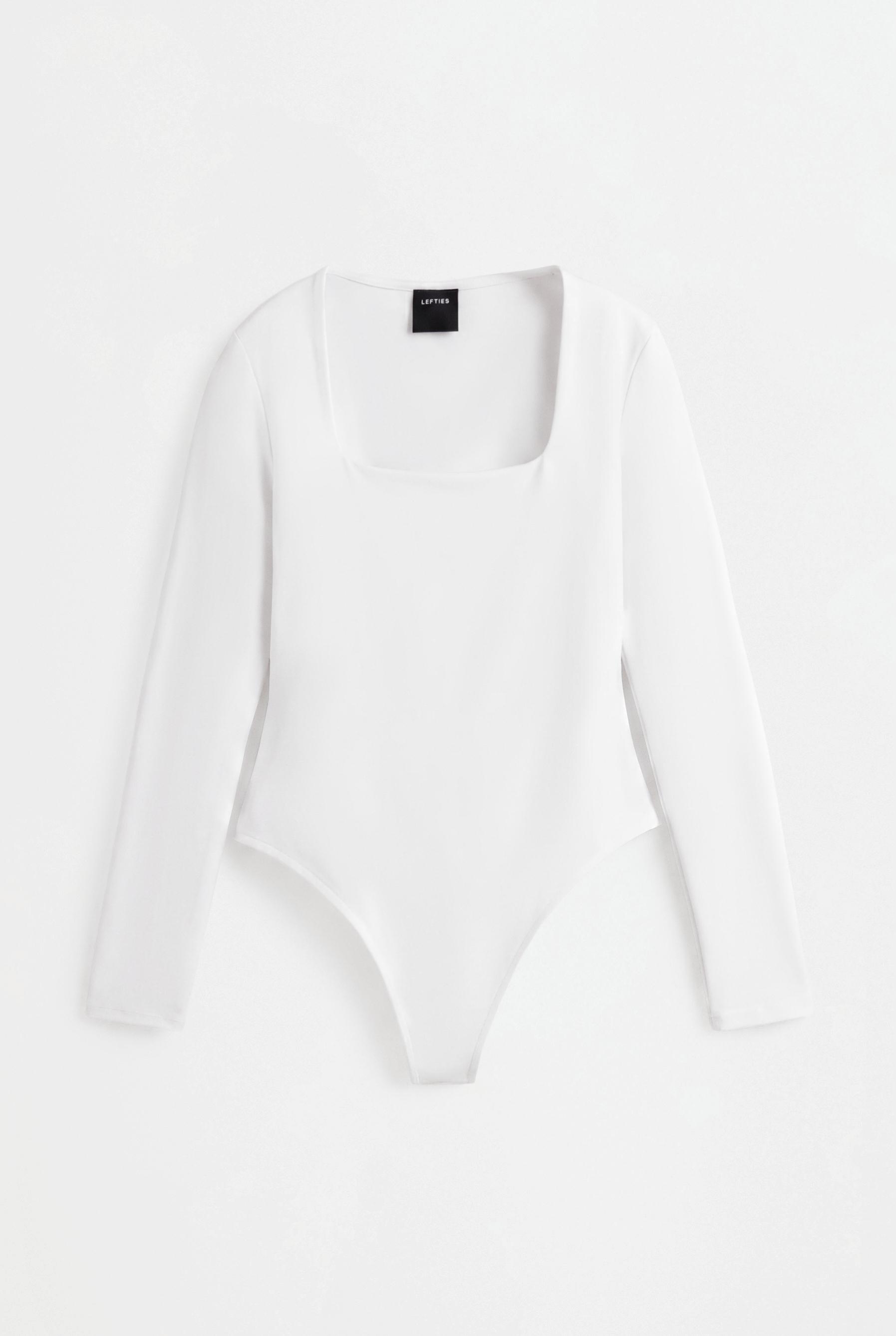 Polyamide square neckline bodysuit — WHITE