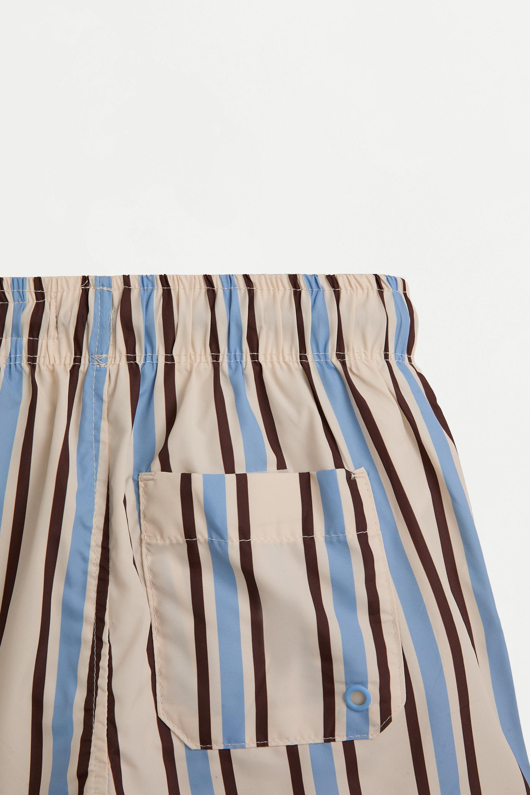 Boy's Striped Brown Swim Trunks — BROWN