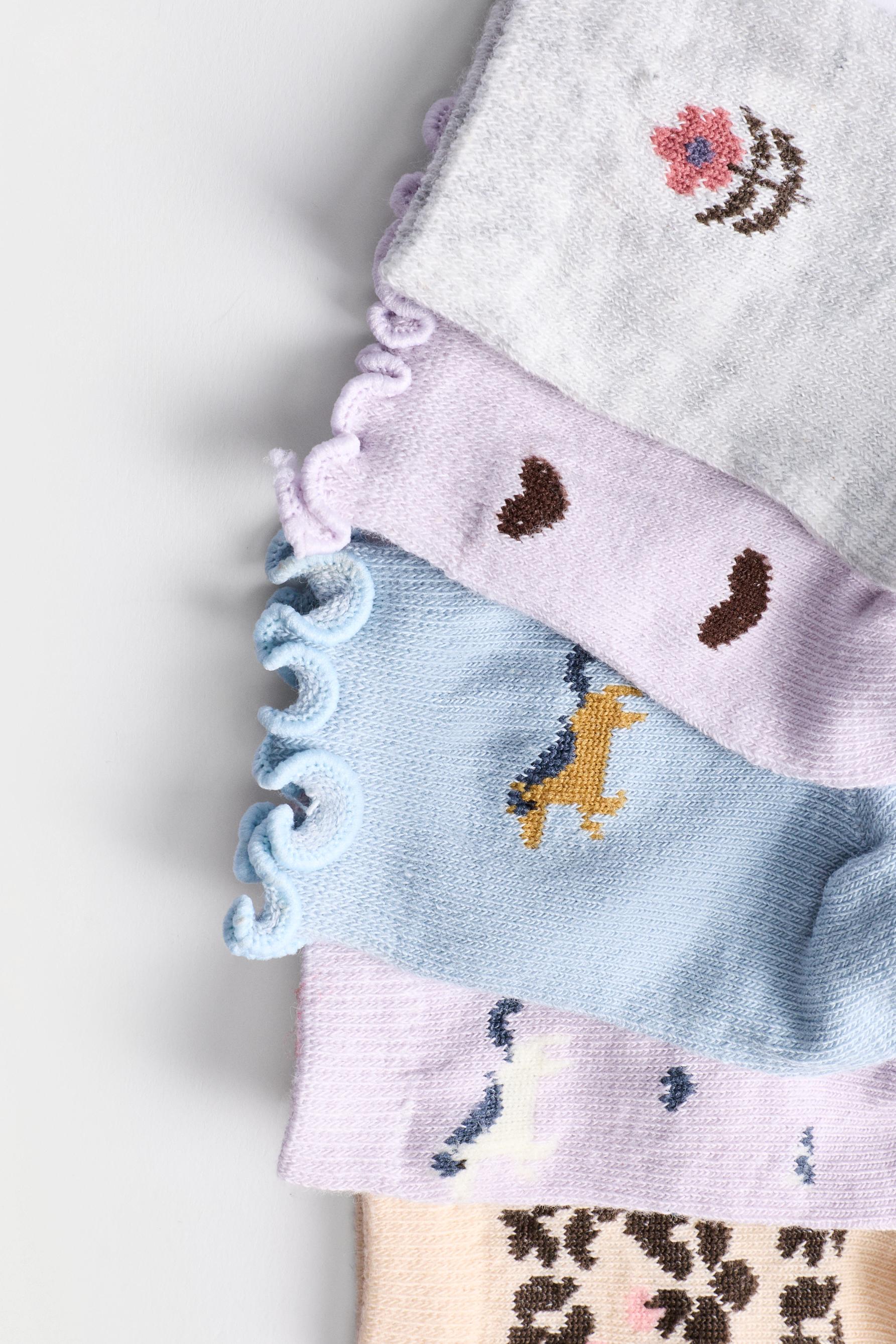 Printed short socks (5-pack) — SKY BLUE