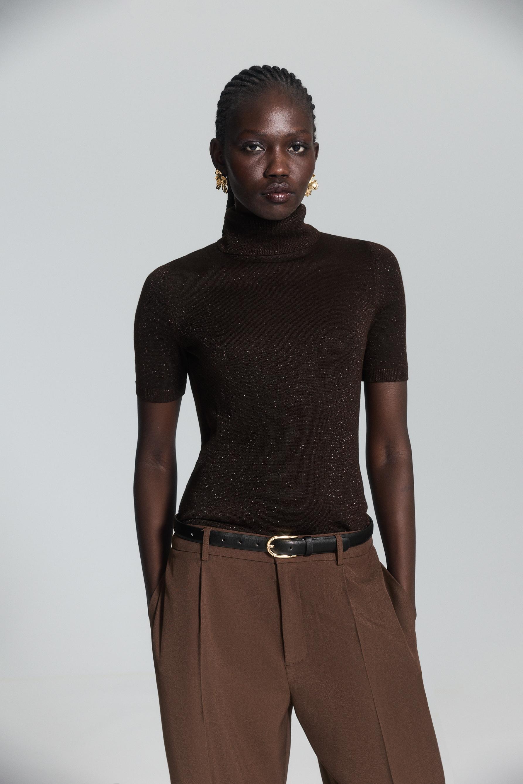 Jersey cuello vuelto metalizado