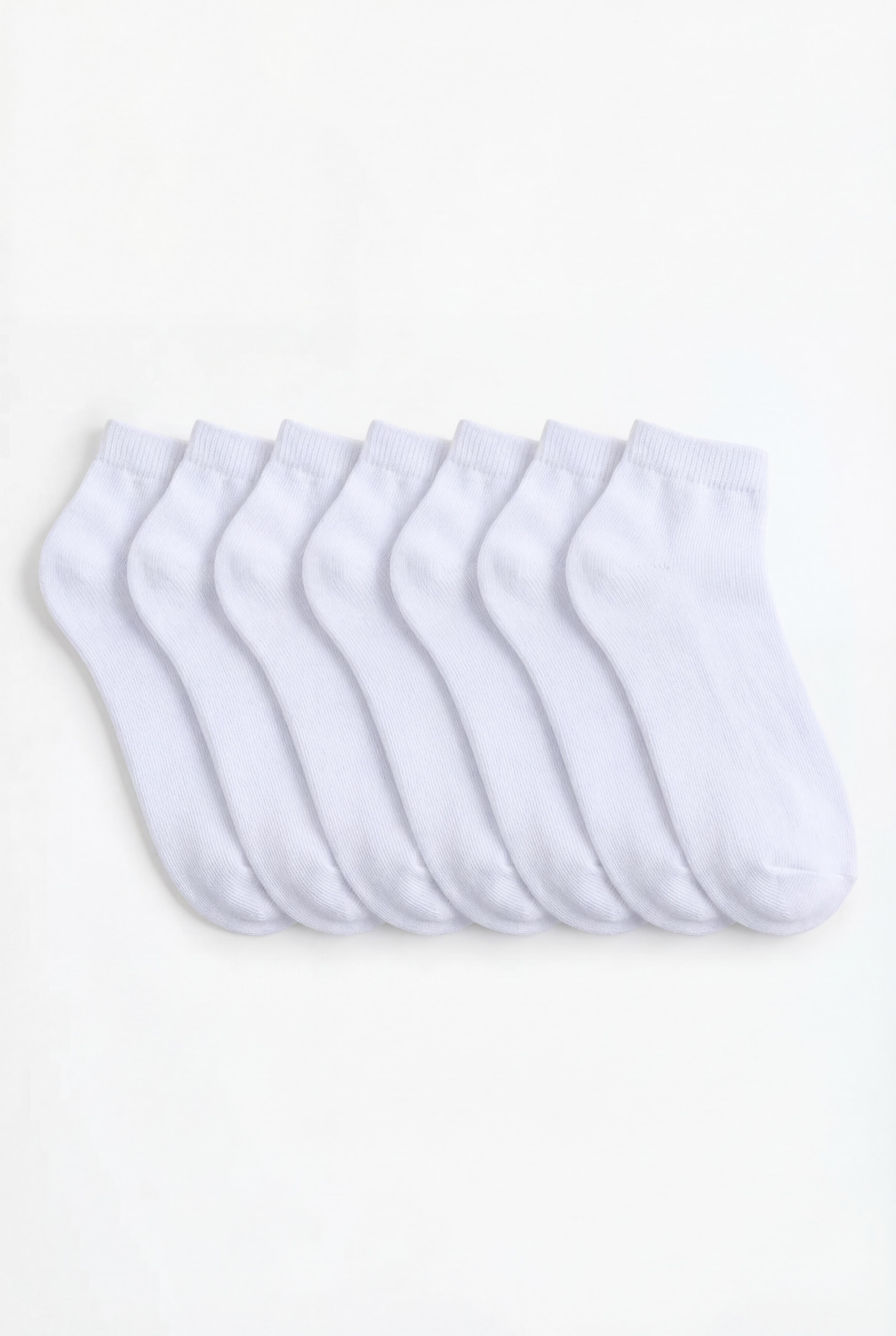 Basic short socks (7-pack) — WHITE