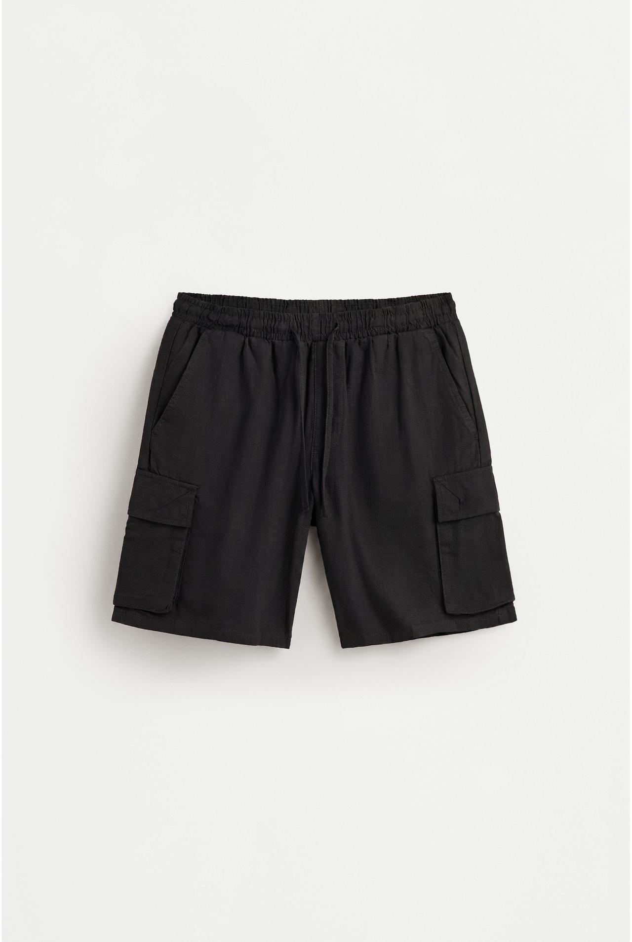 Rustic cargo Bermuda joggers — BLACK