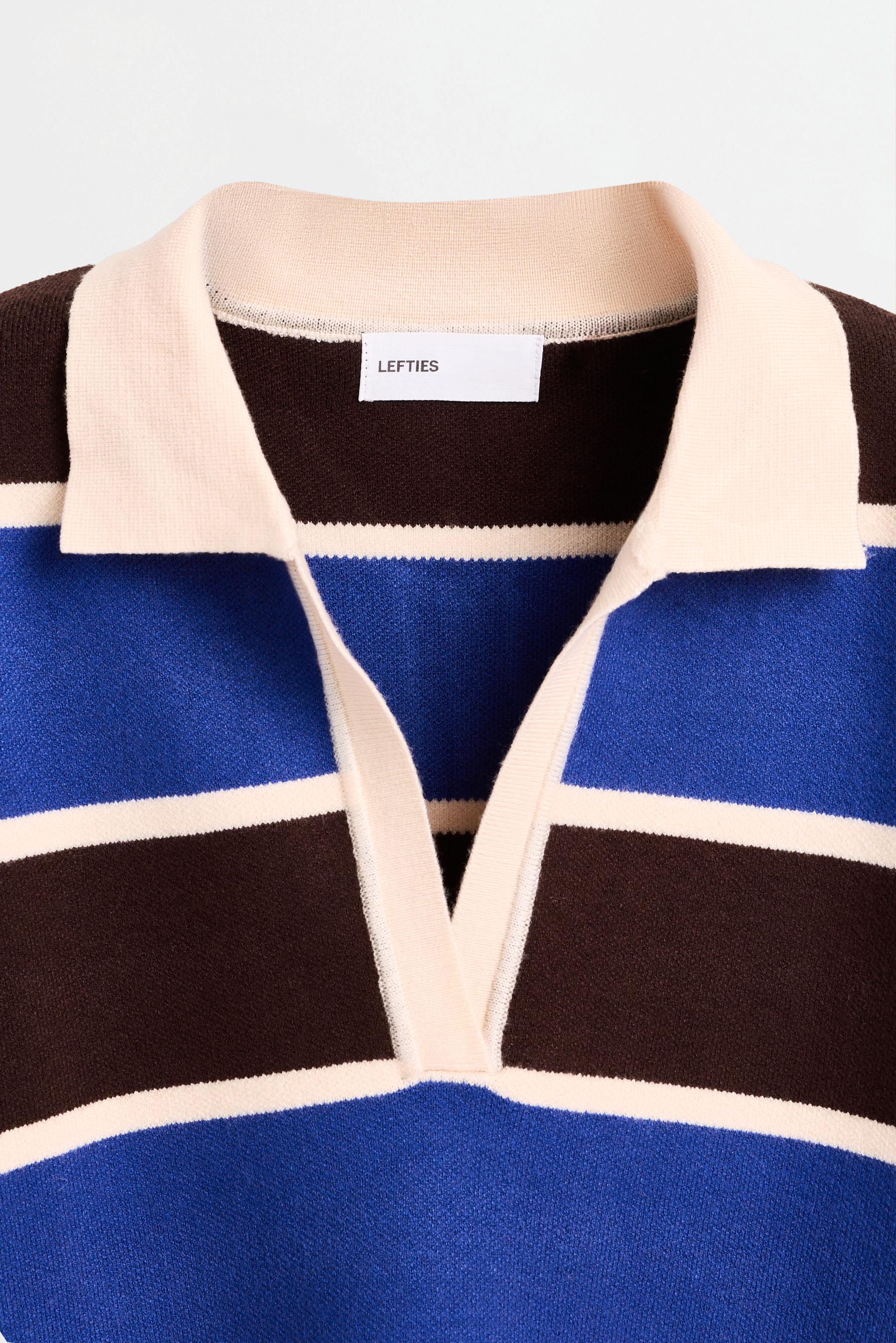 Polo collar sweater — BROWN/BLUE