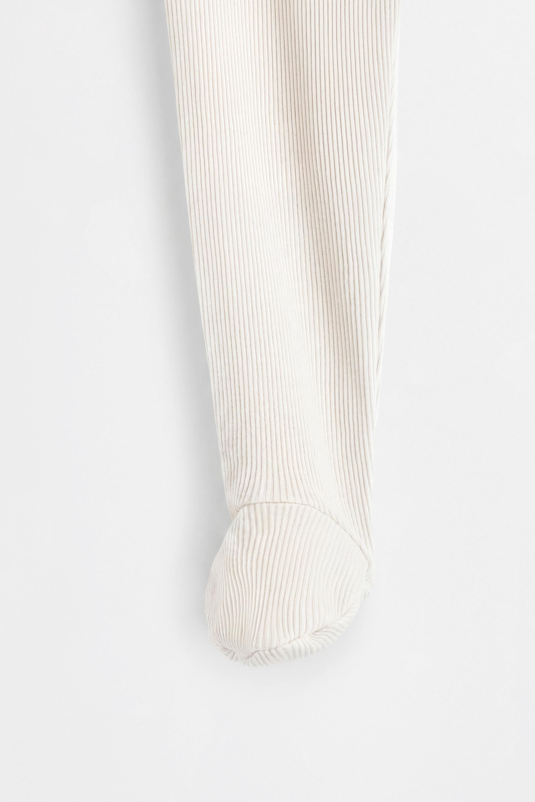 Ribbed T-shirt, footed leggings and hat co-ord — ECRU