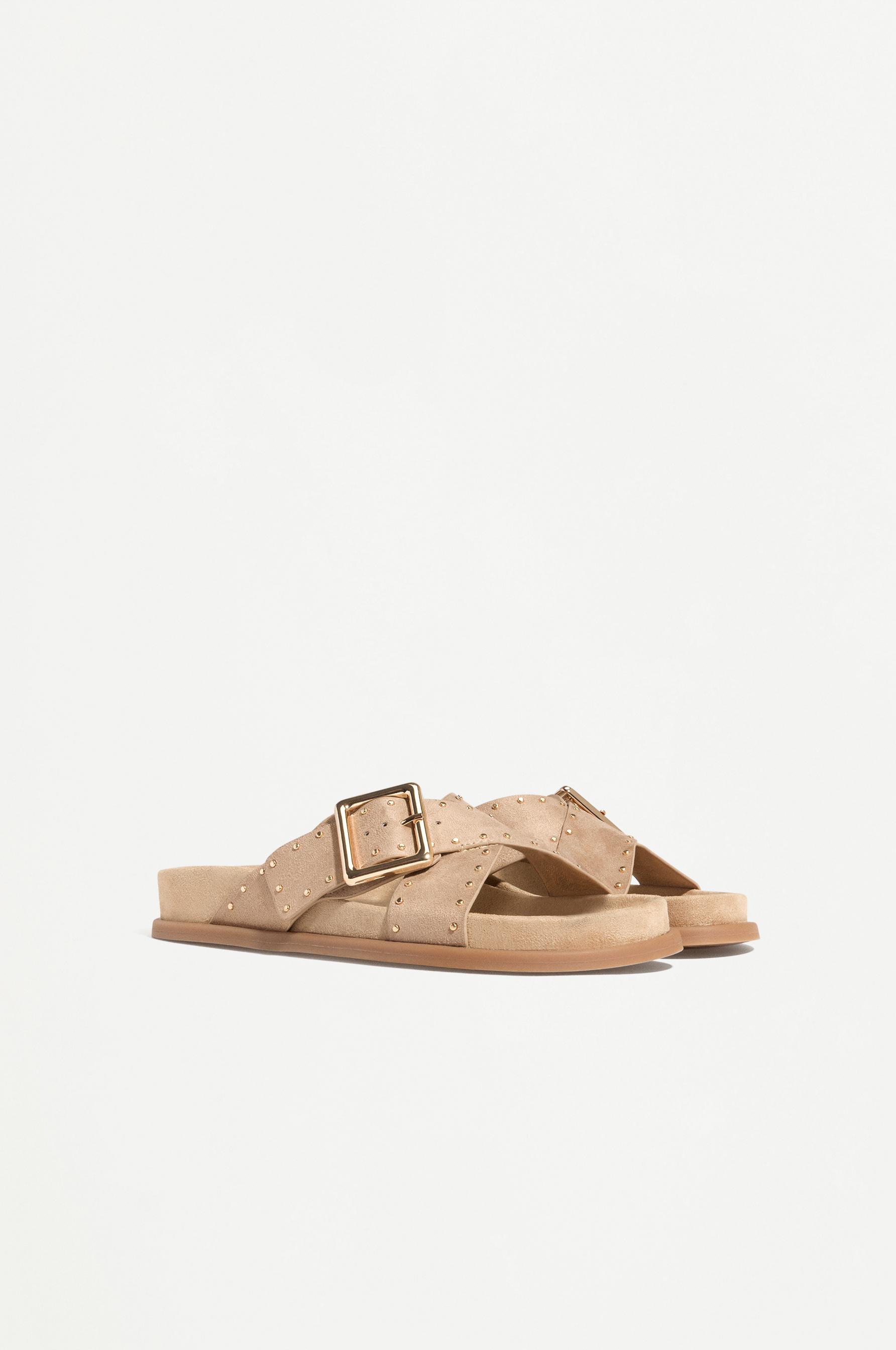 Lefties Kahverengi Lefties Suni Süet çivili düz sandalet