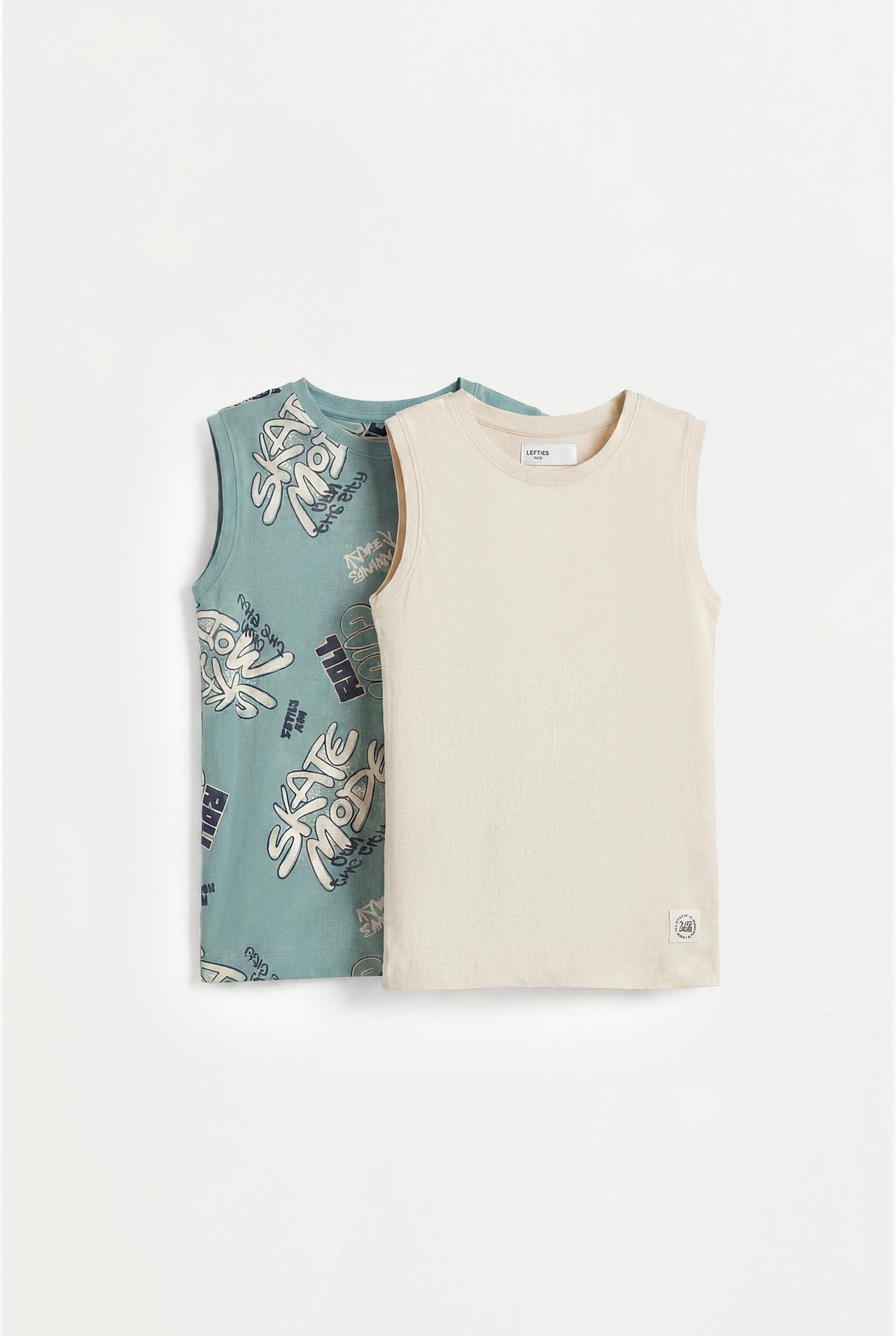 Pack of 2 assorted sleeveless T-shirts — ECRU
