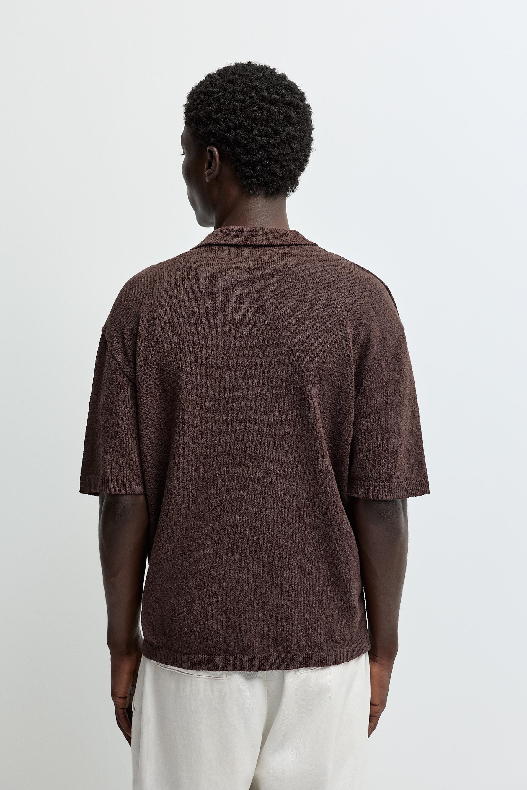 Bouclé knit shirt — CHOCOLATE