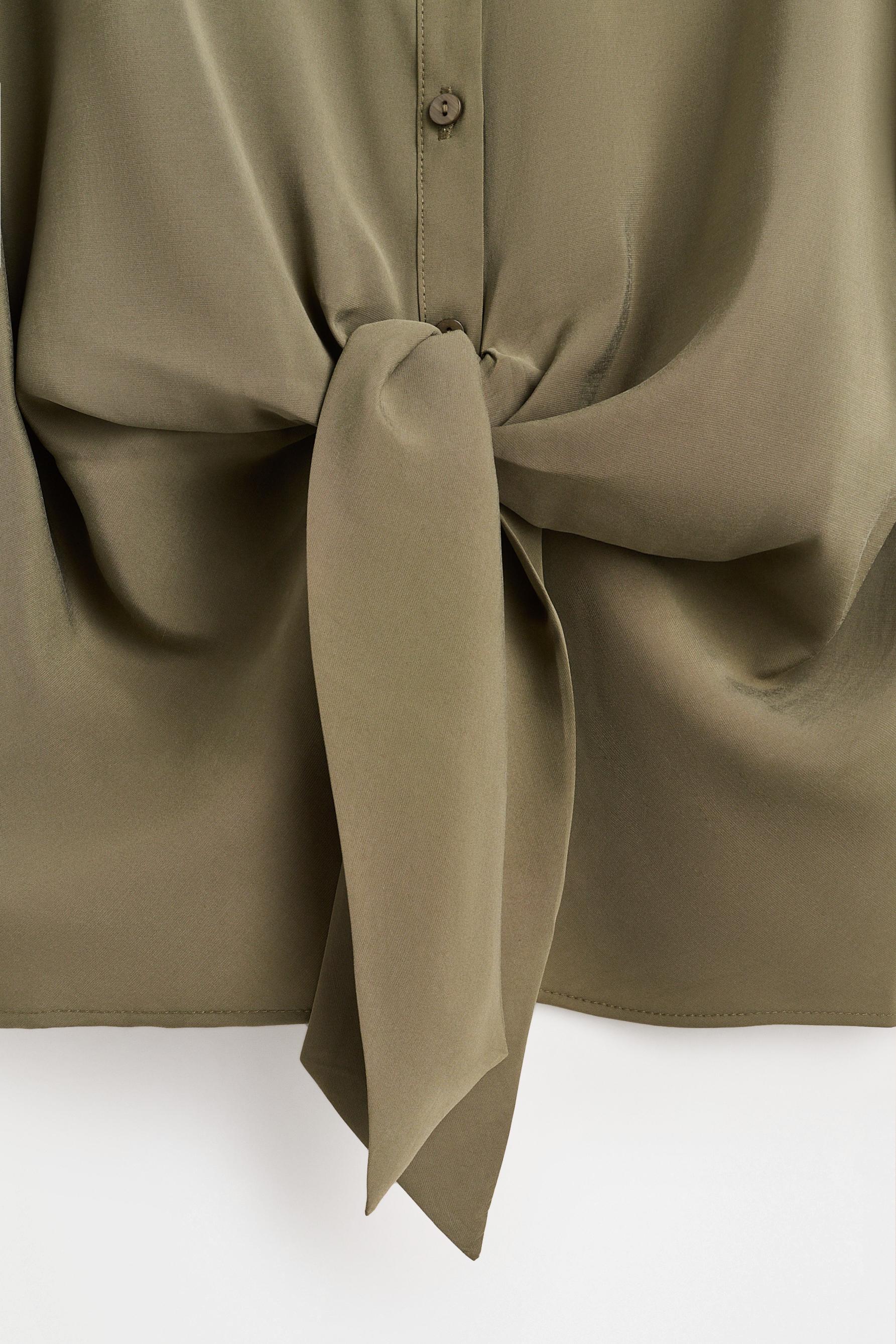 Shirt with tie detail — KHAKI
