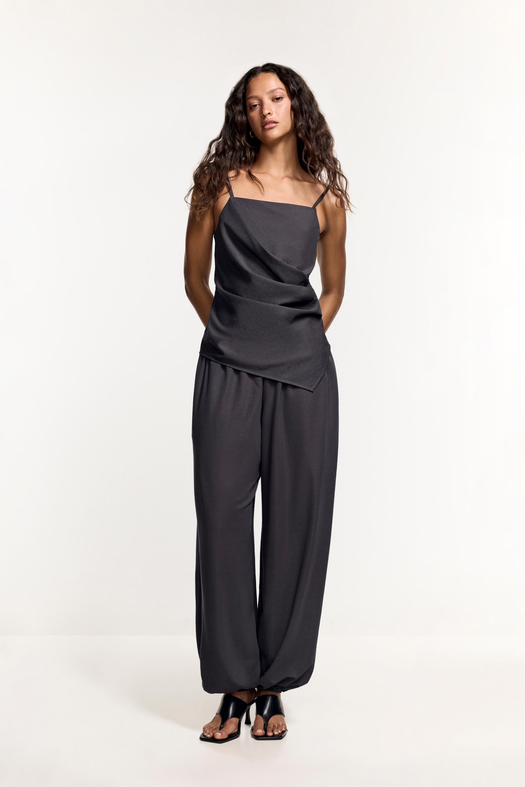 Flowing asymmetric top — ANTHRACITE GREY