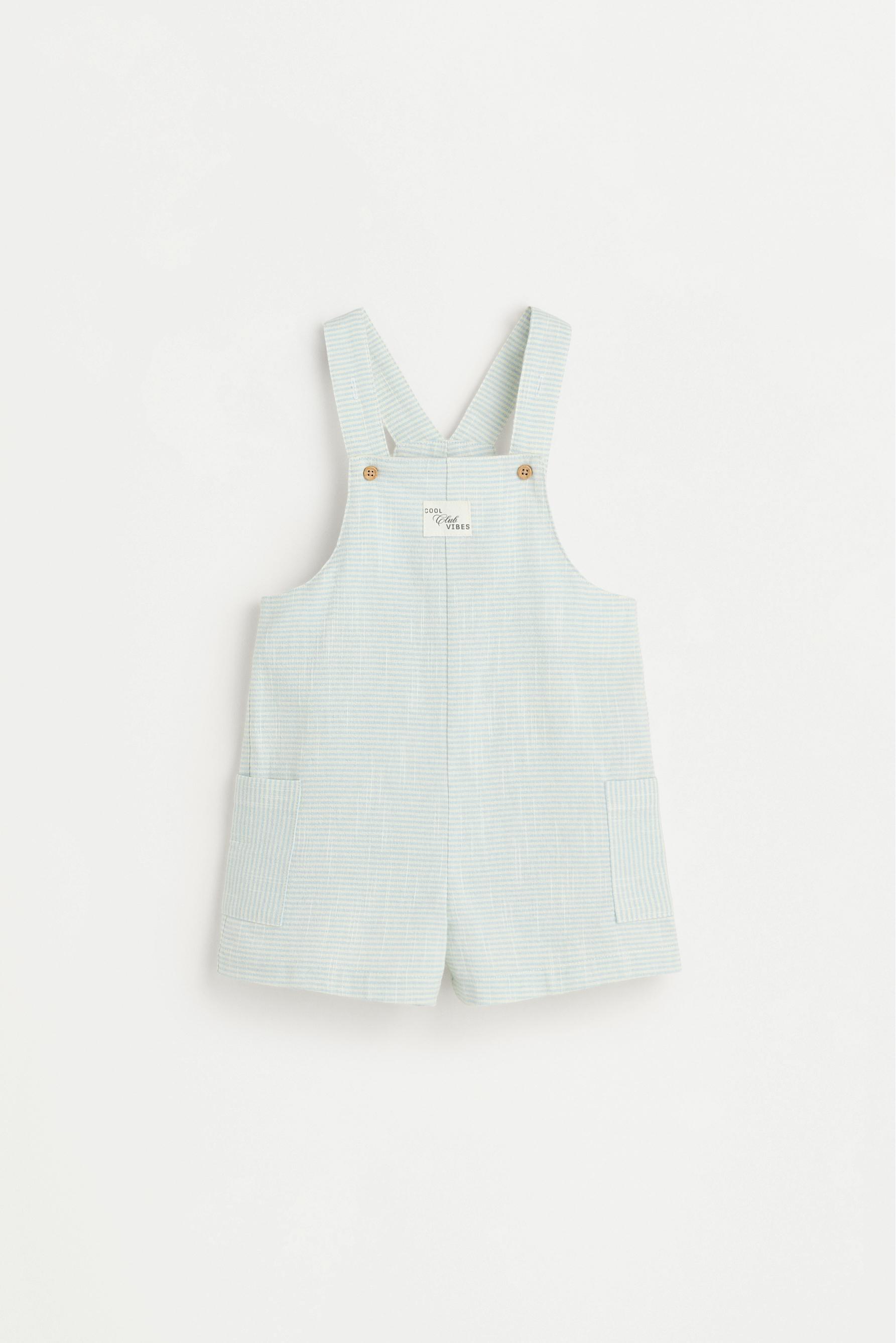 Striped short dungarees — PASTEL BLUE