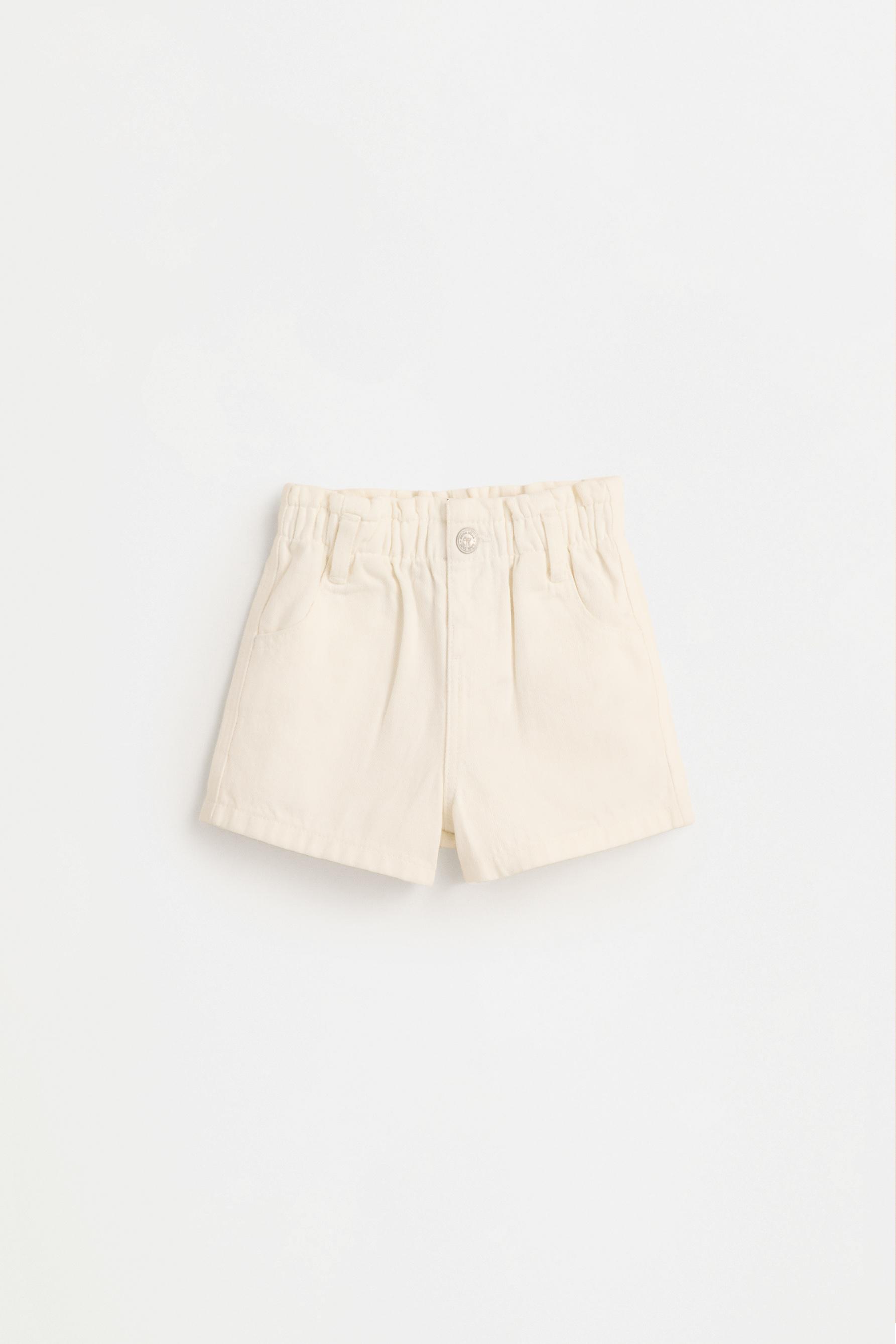 Denim paperbag shorts — WHITE